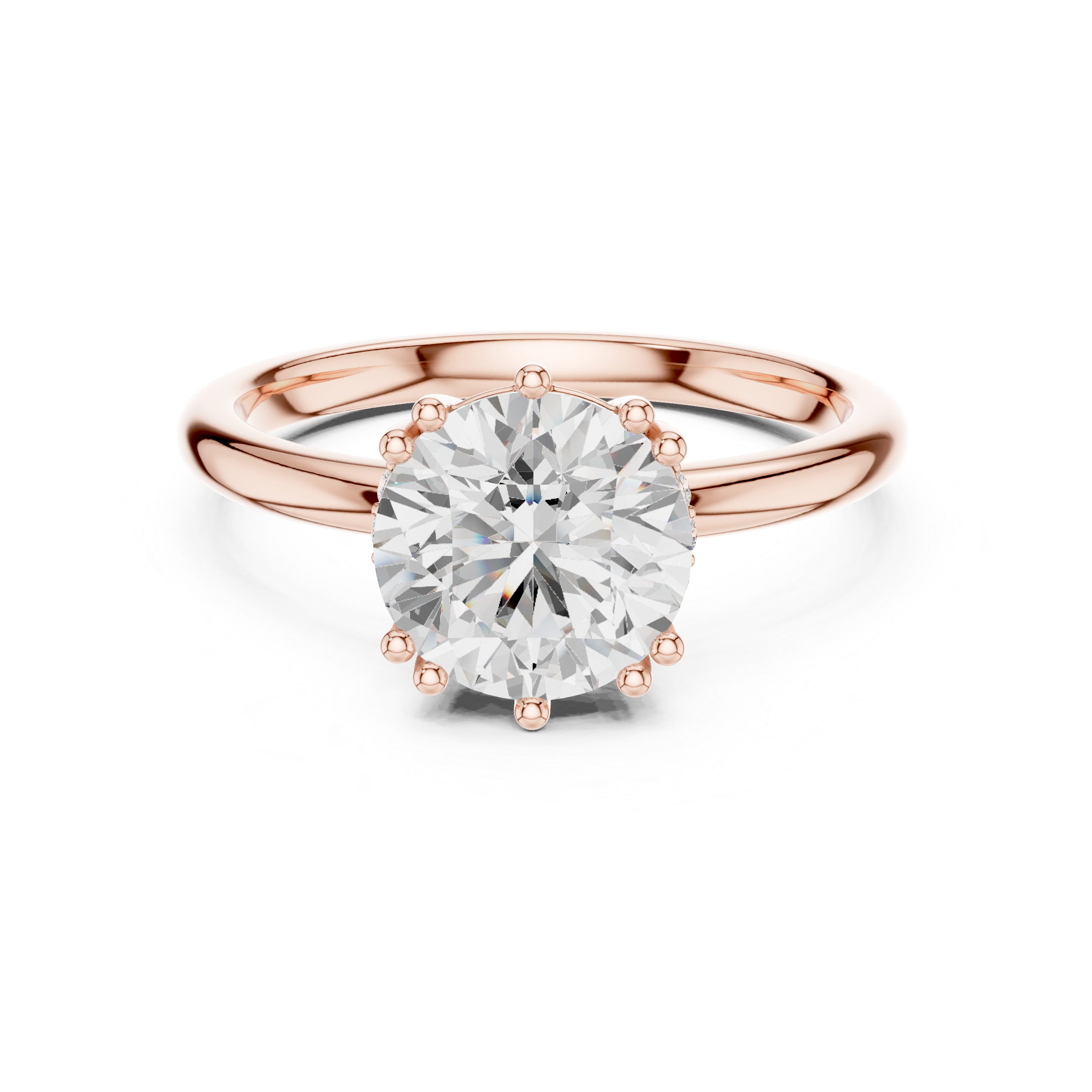 Round Brilliant Solitaire Engagement Ring with Hidden Diamond Accent Basket