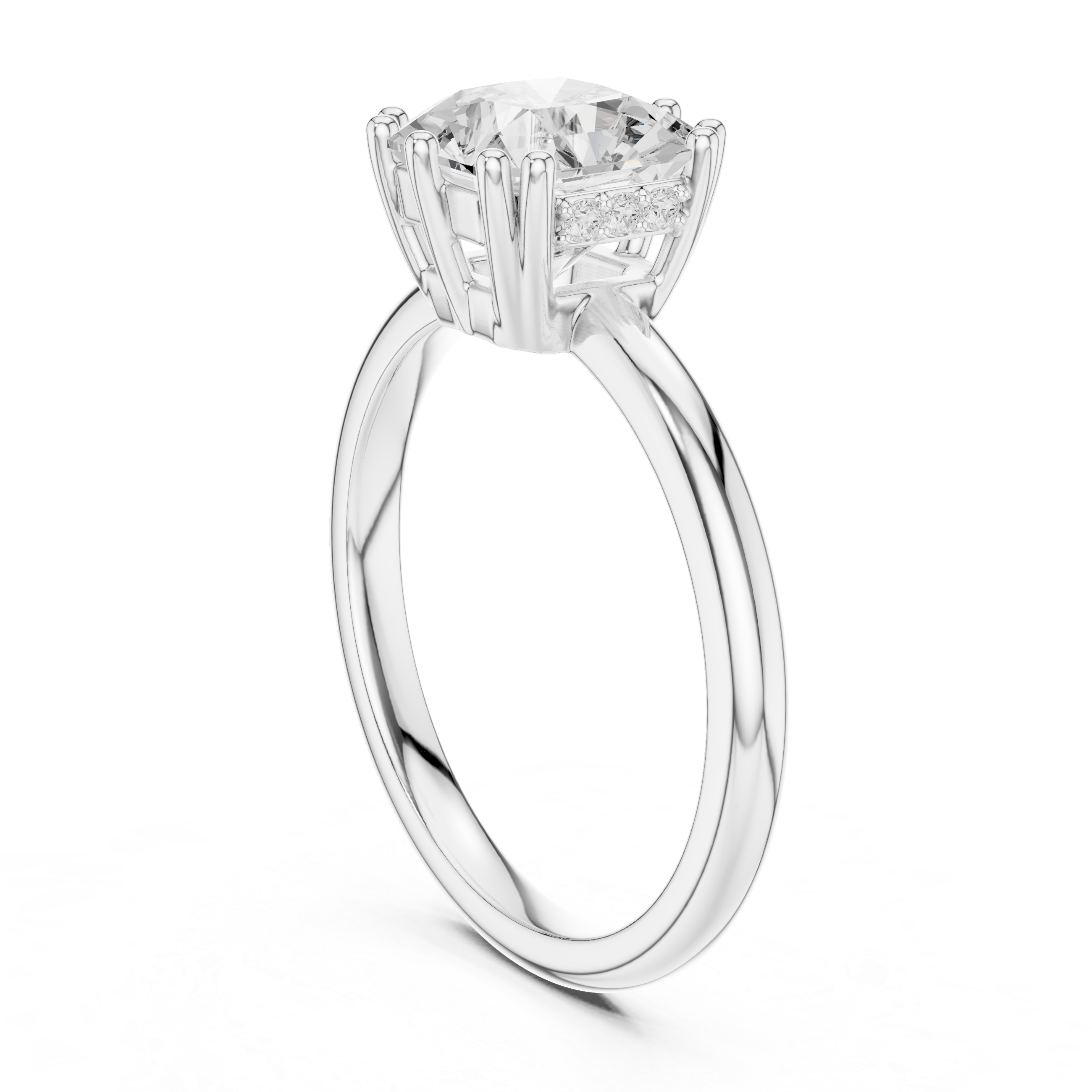 Radiant-Cut Solitaire Engagement Ring with Hidden Accent Detail