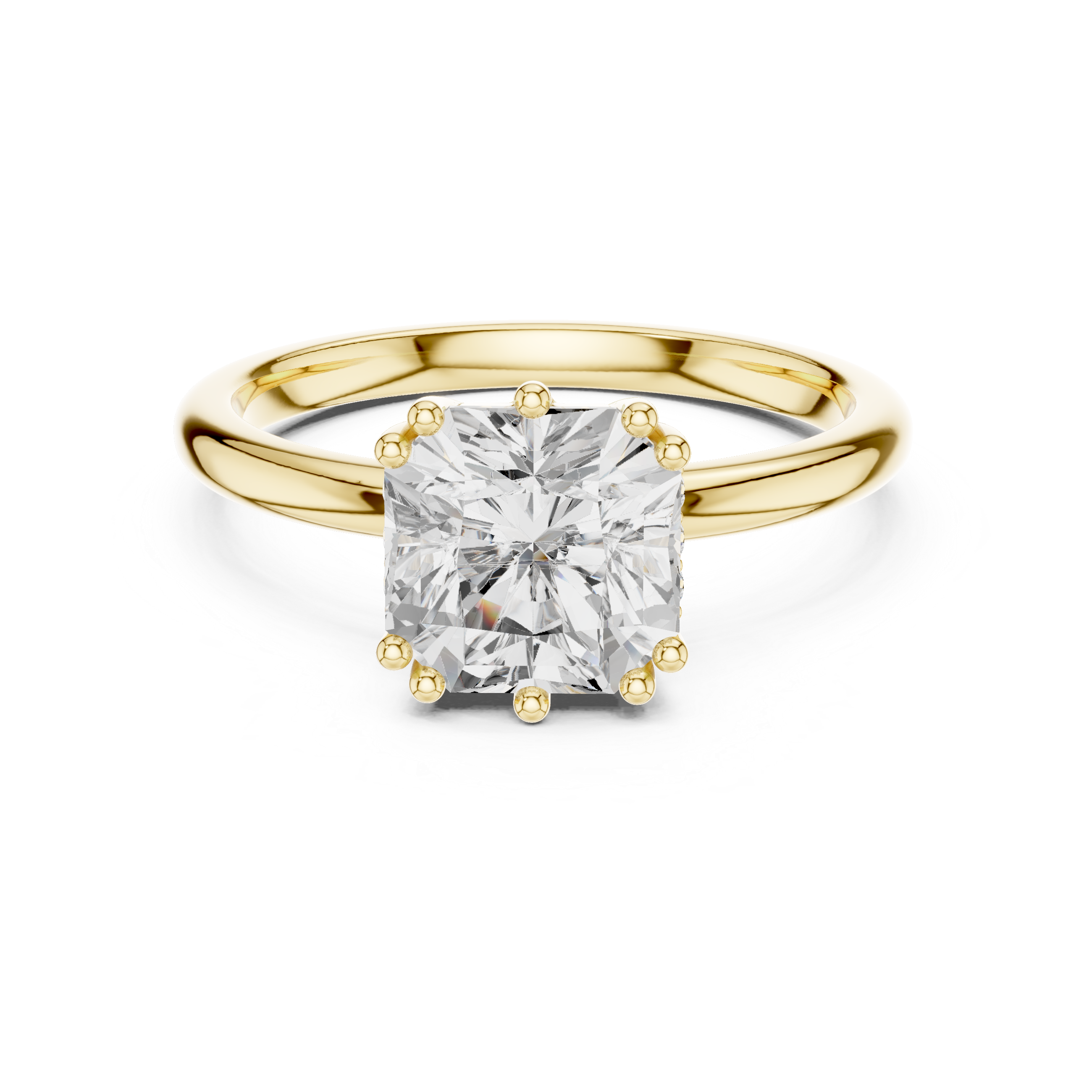 Radiant-Cut Solitaire Engagement Ring with Hidden Accent Detail
