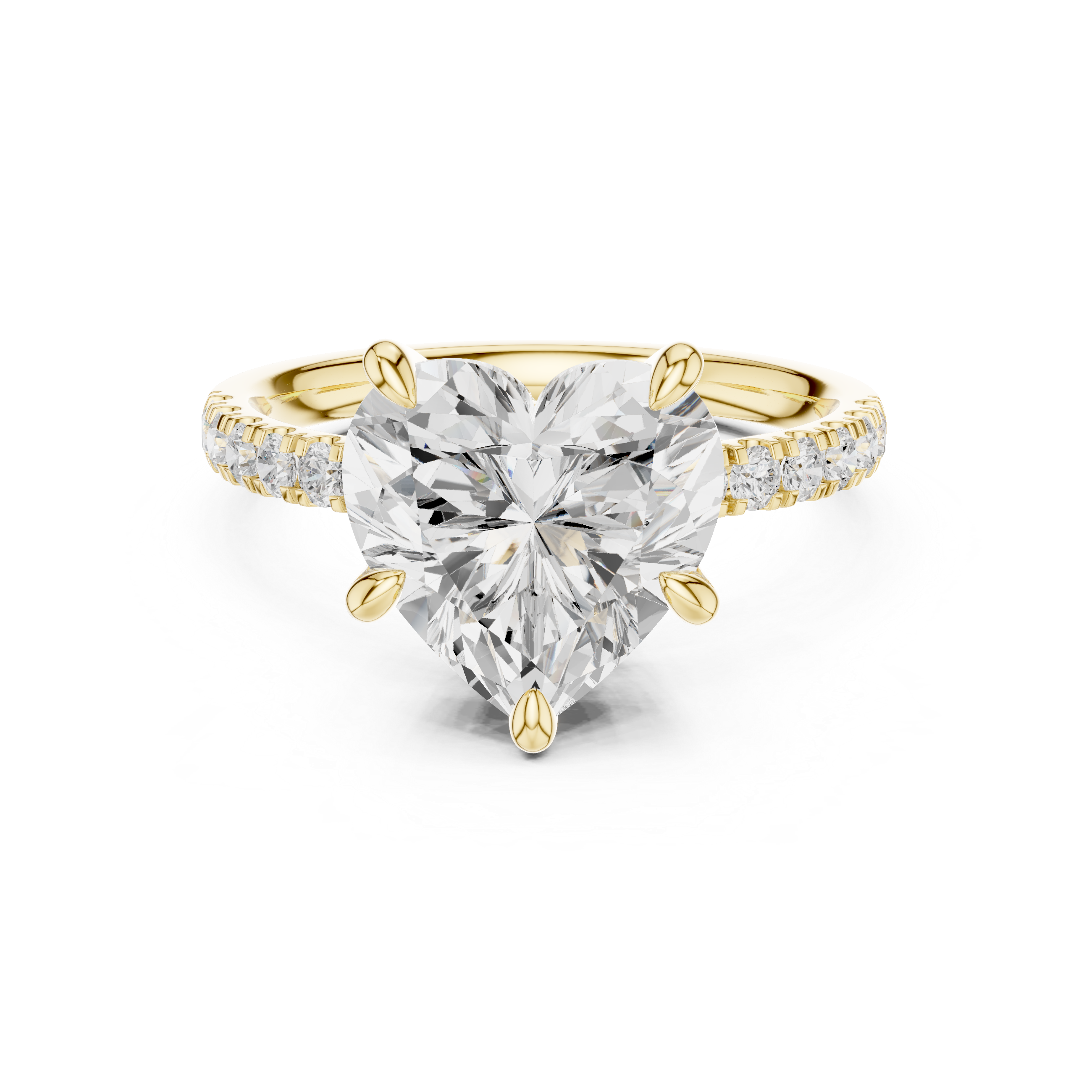Heart Cut Hidden Halo Engagement Ring with Pavé Diamond Band