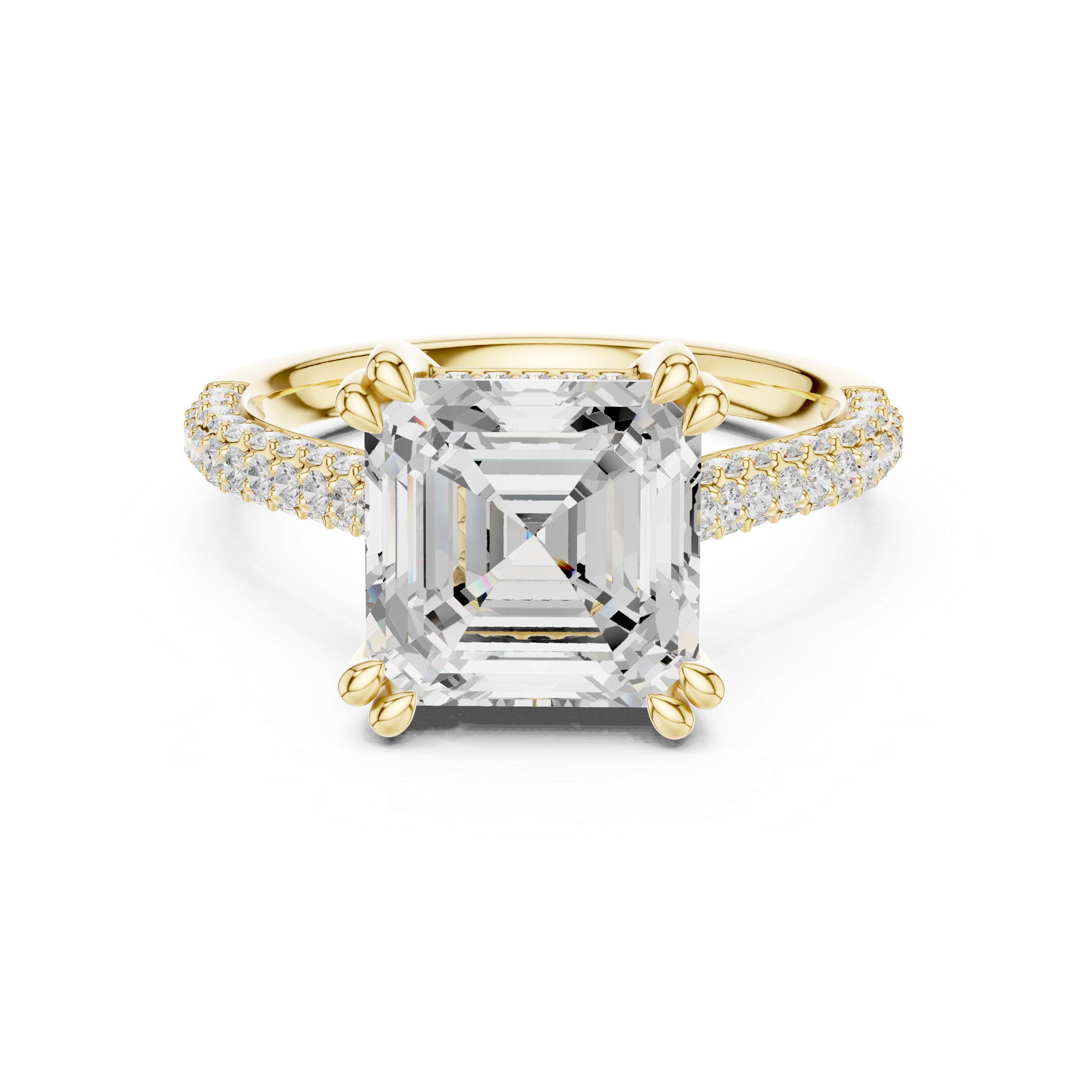 Asscher Cut Double Pavé Hidden Halo Engagement Ring