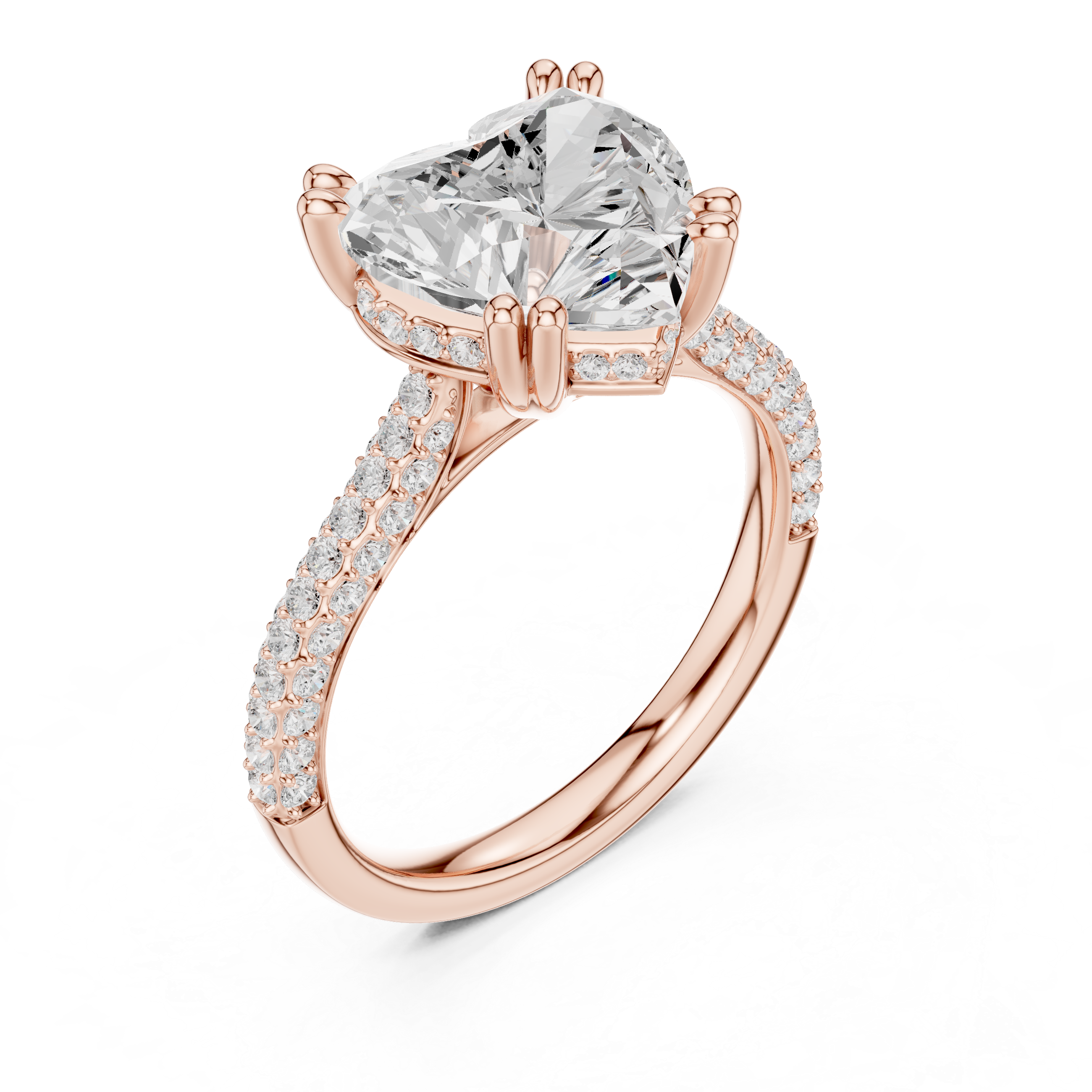 Heart Cut Double Pavé Hidden Halo Engagement Ring