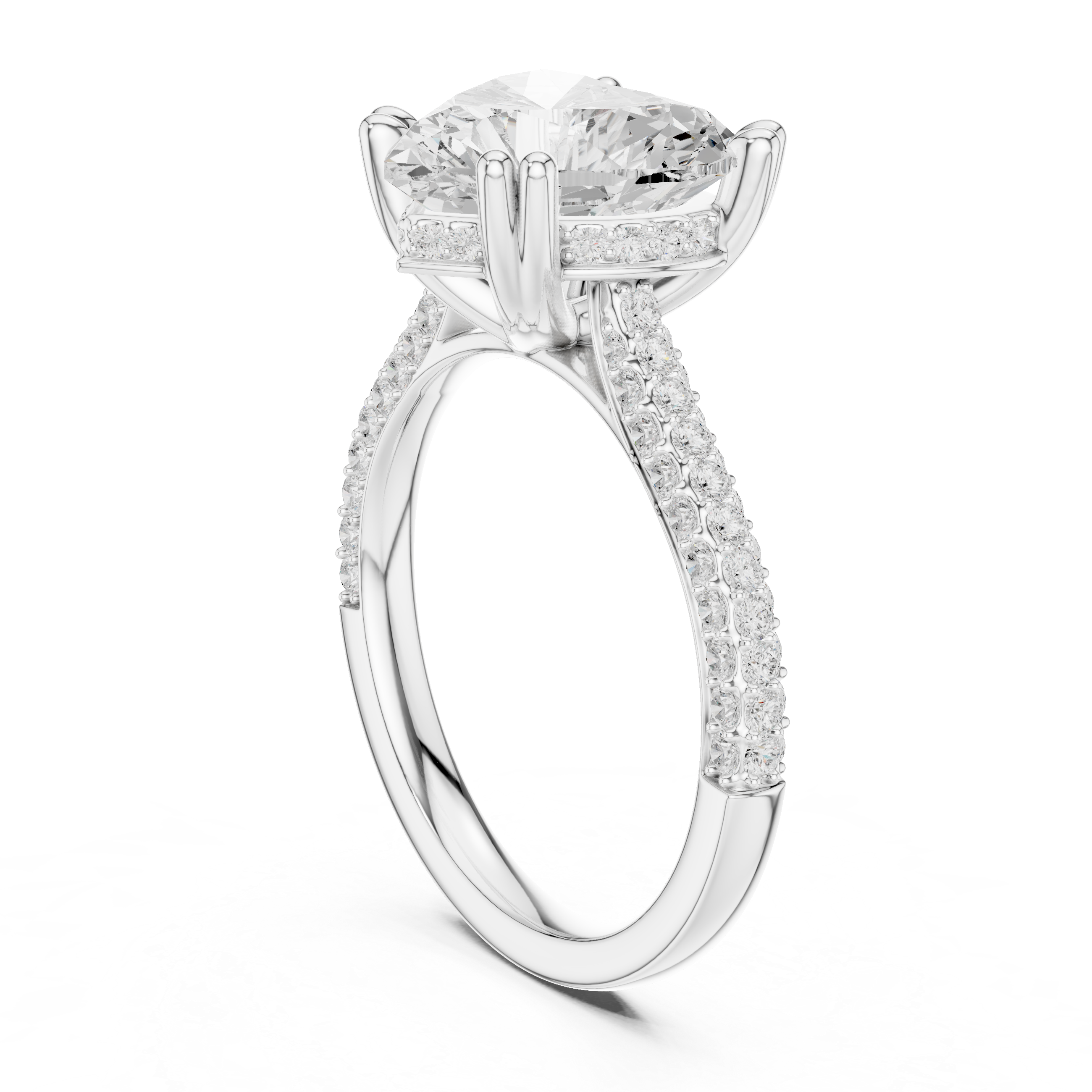 Heart Cut Double Pavé Hidden Halo Engagement Ring