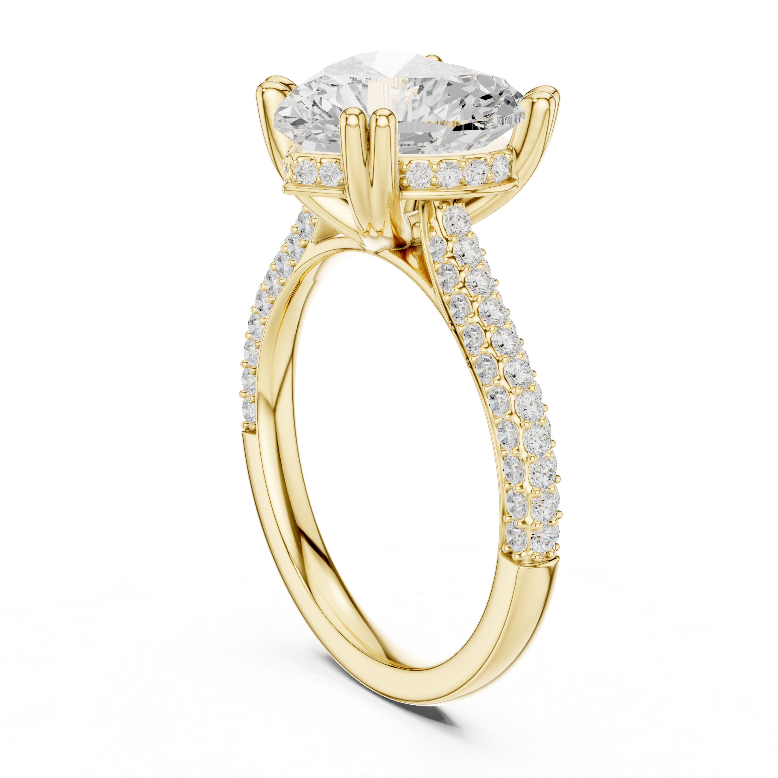 Heart Cut Double Pavé Hidden Halo Engagement Ring