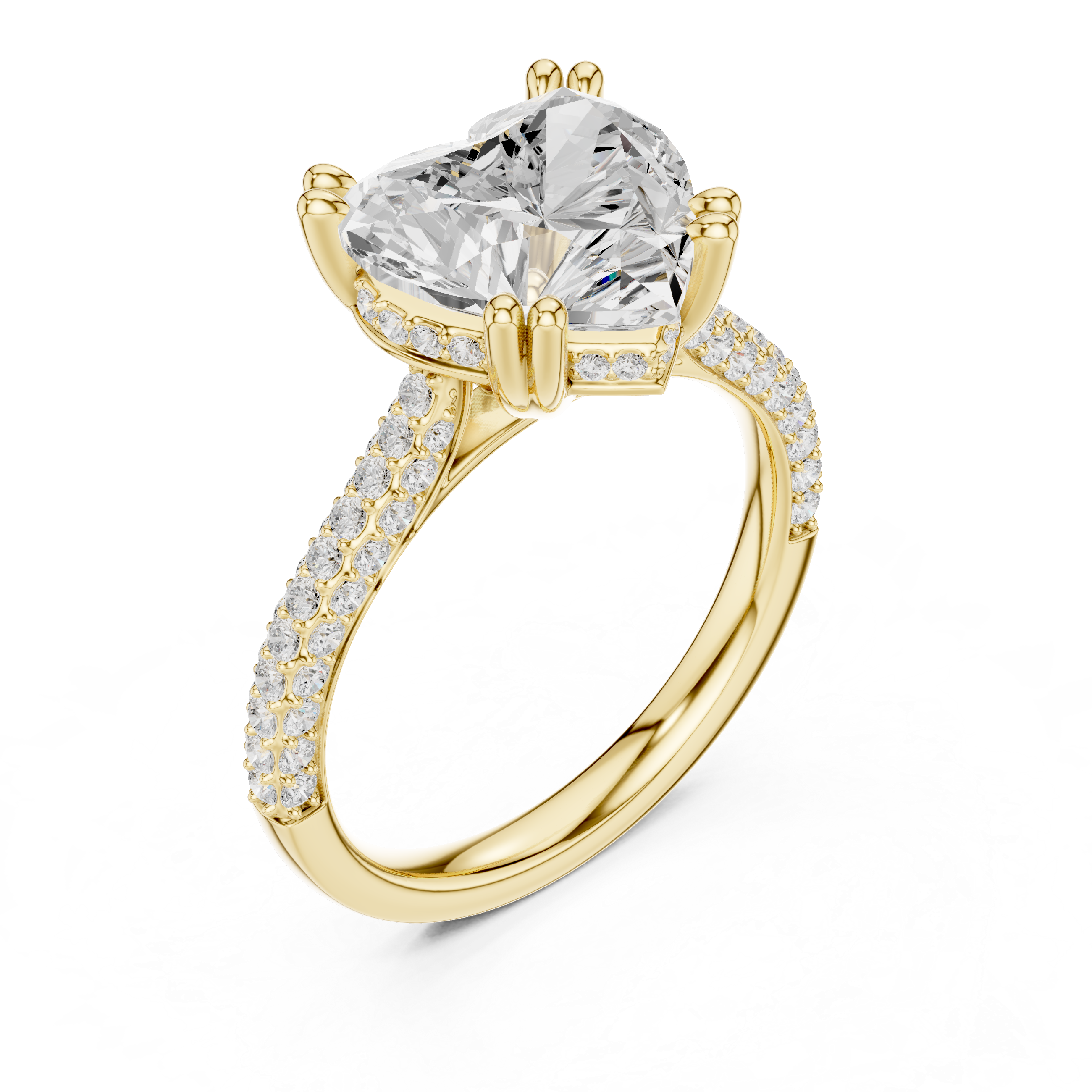 Heart Cut Double Pavé Hidden Halo Engagement Ring