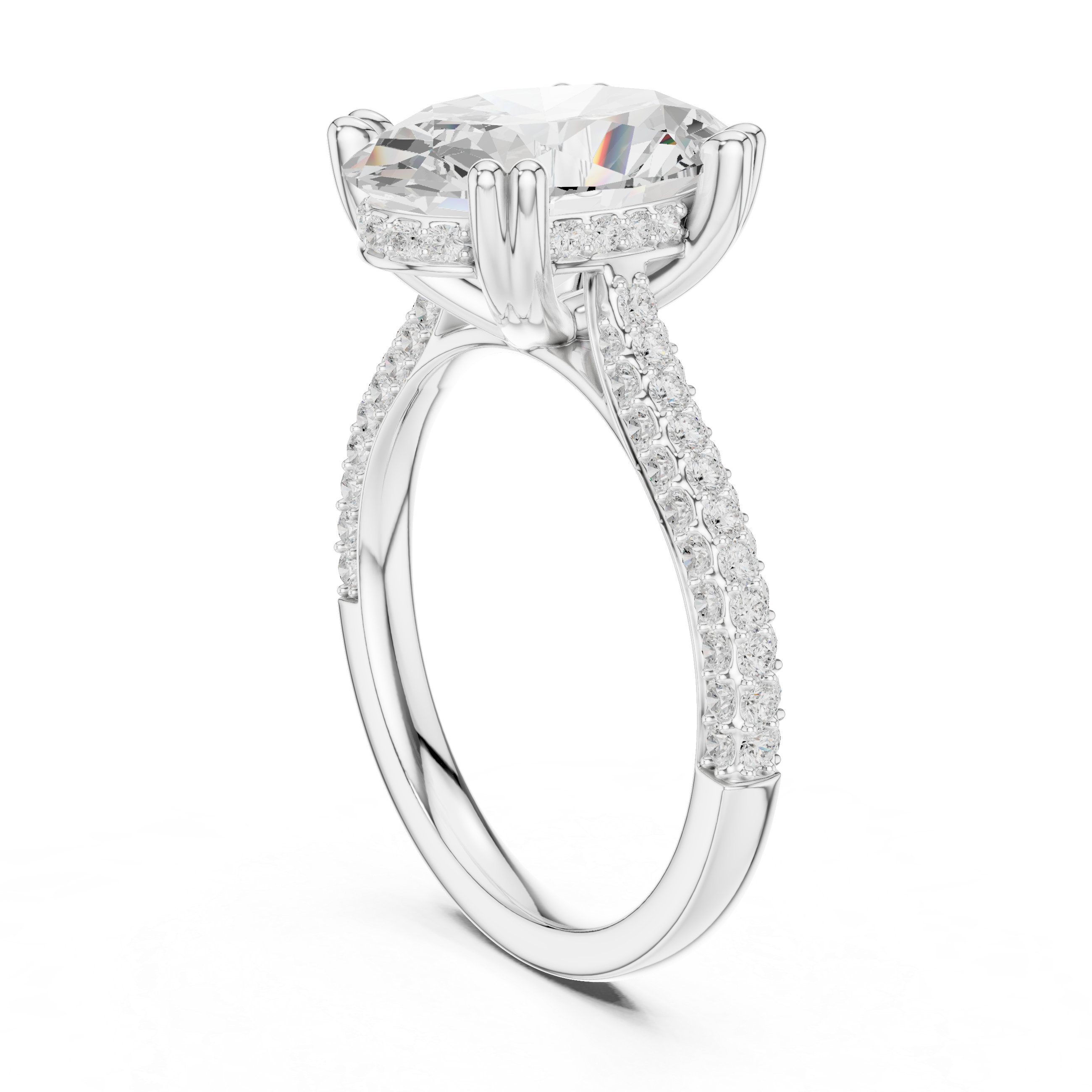 Oval Cut Double Pavé Hidden Halo Engagement Ring
