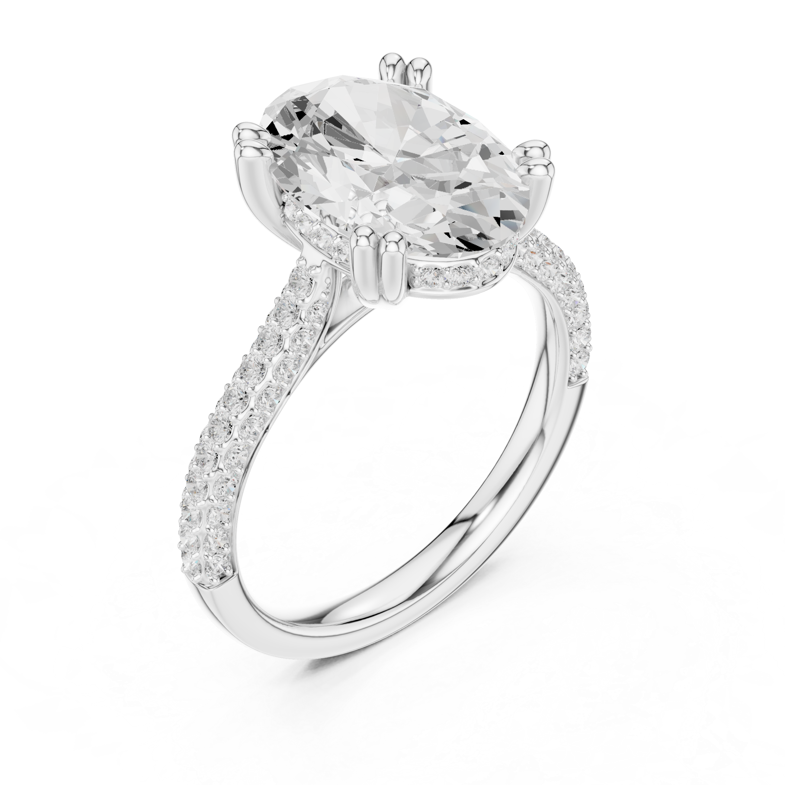 Oval Cut Double Pavé Hidden Halo Engagement Ring