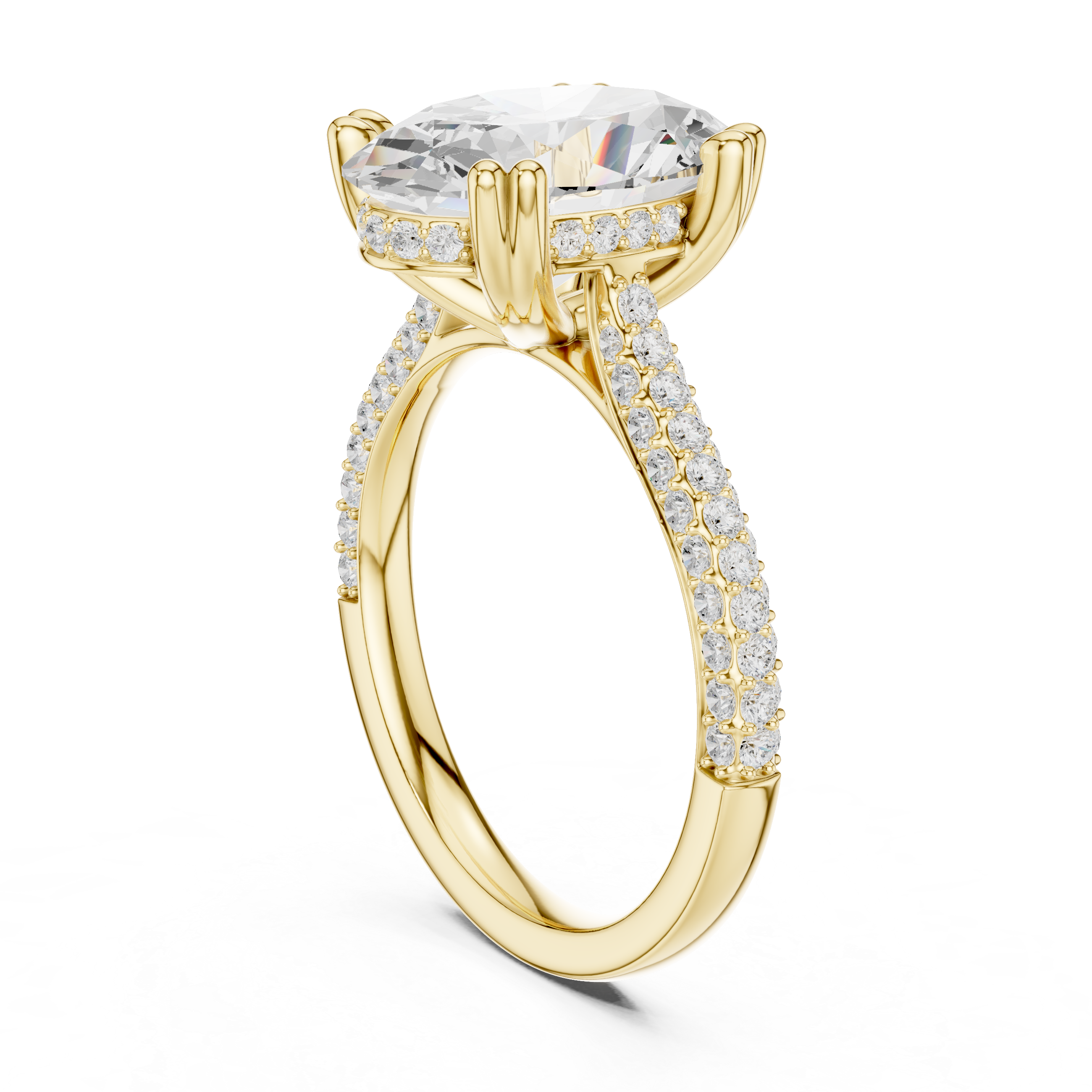 Oval Cut Double Pavé Hidden Halo Engagement Ring