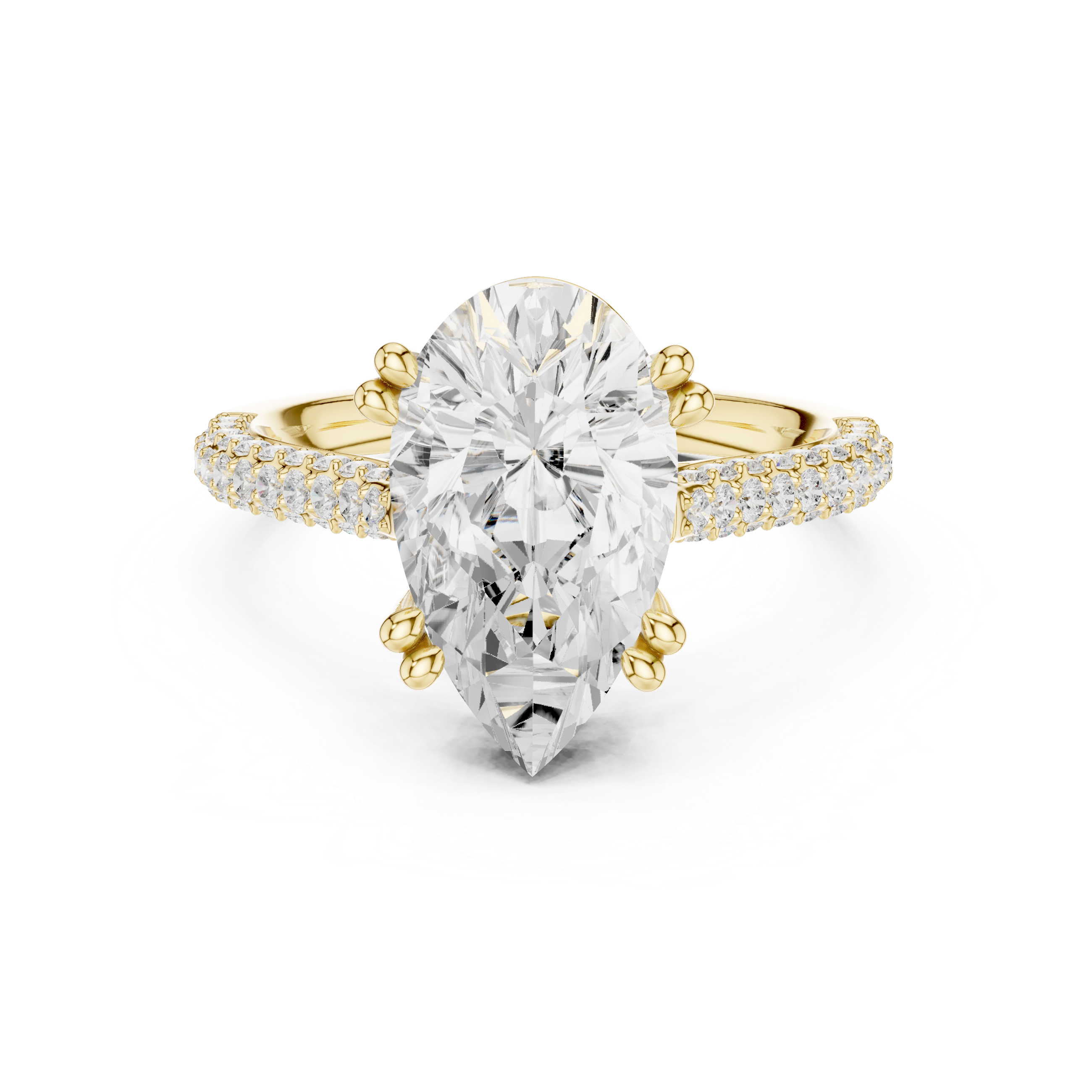 Pear Cut Double Pavé Hidden Halo Engagement Ring
