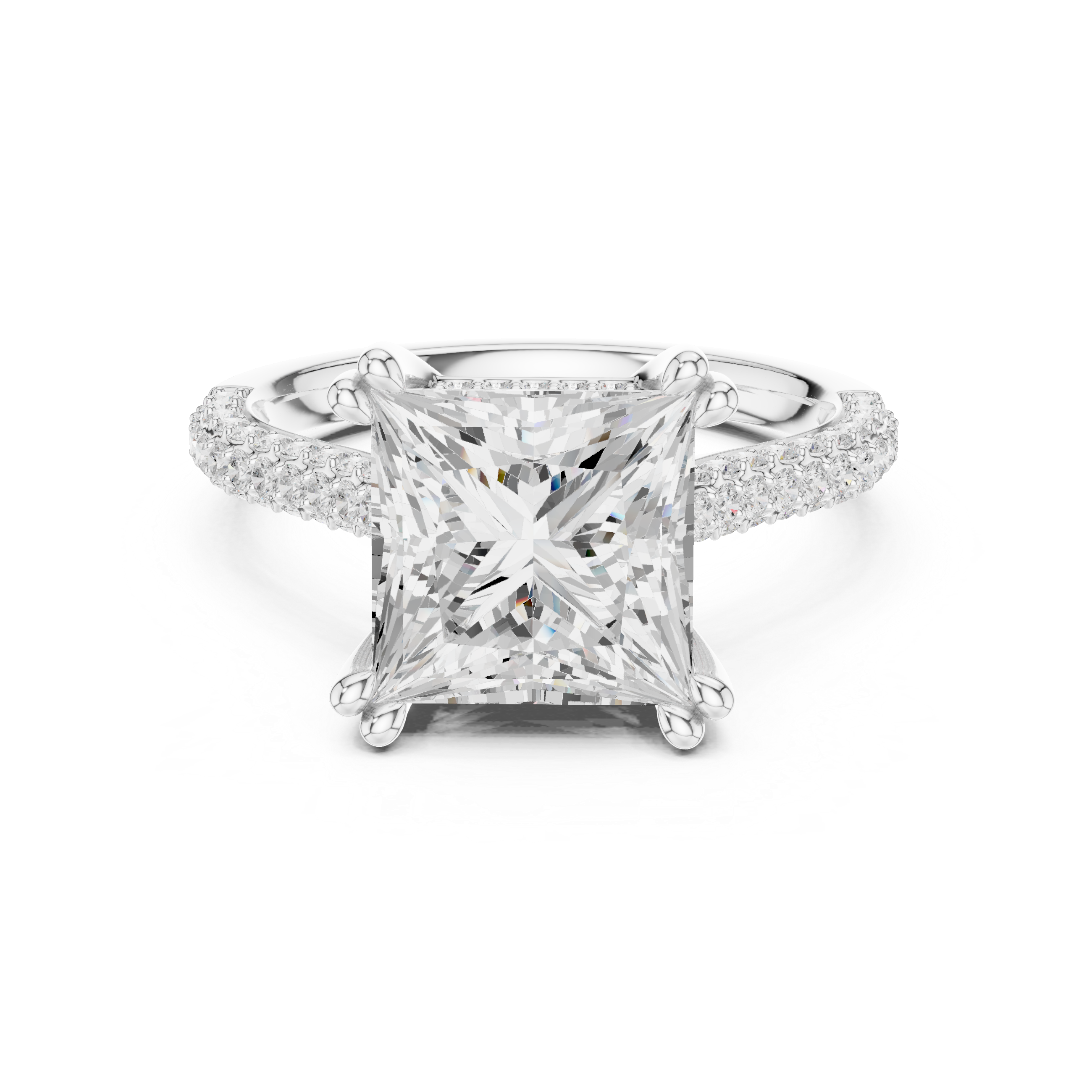 Princess Cut Double Pavé Hidden Halo Engagement Ring