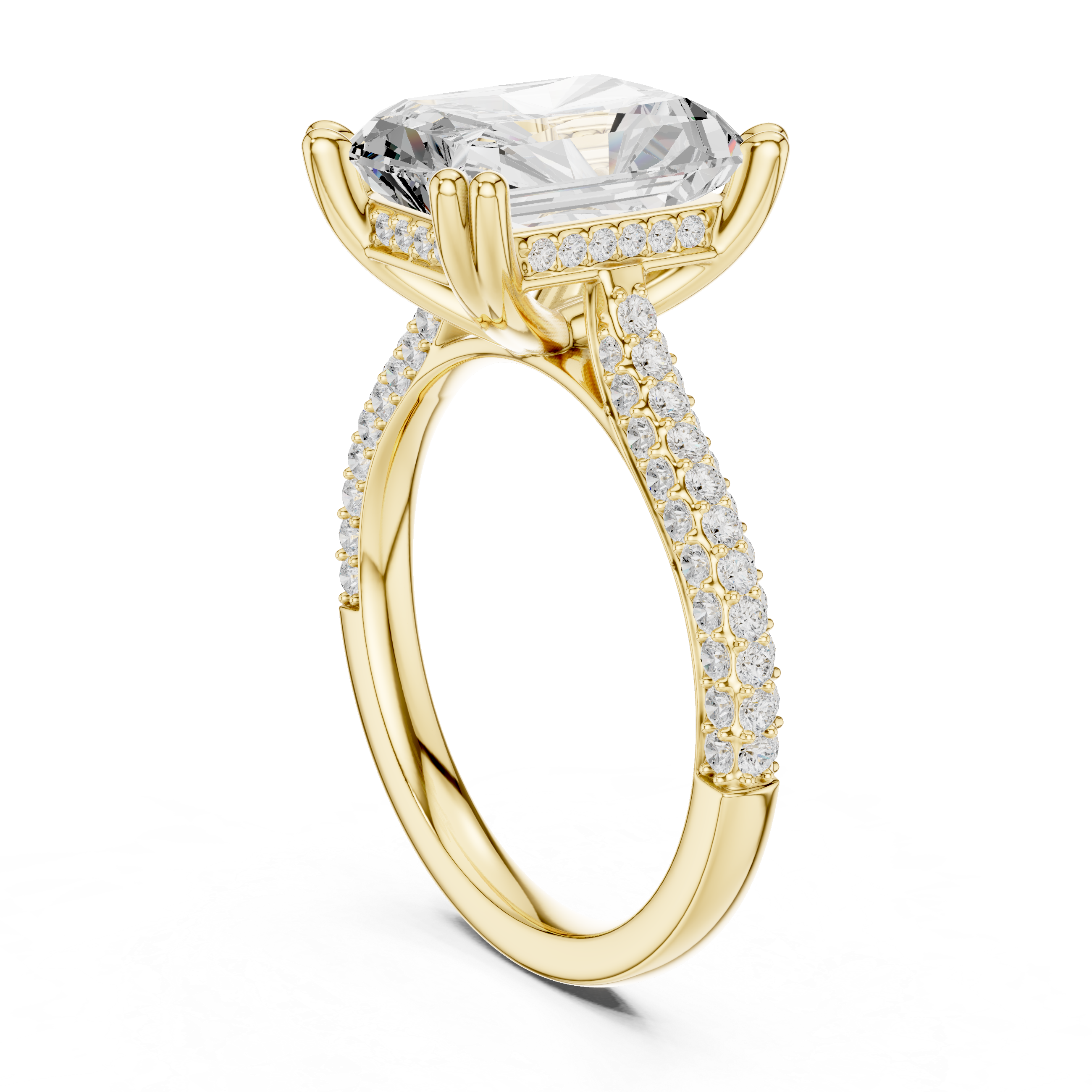 Radiant Cut Double Pavé Hidden Halo Engagement Ring