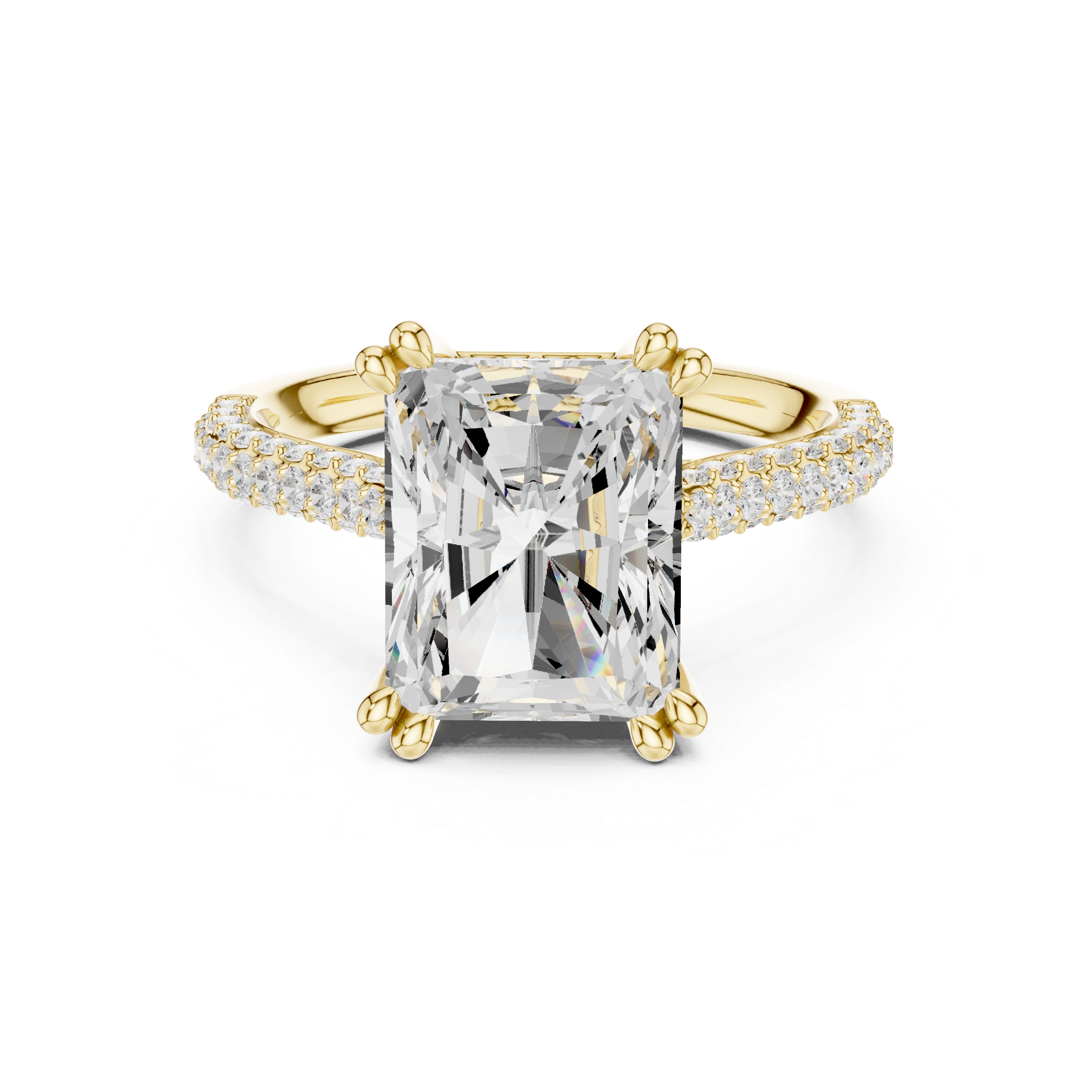 Radiant Cut Double Pavé Hidden Halo Engagement Ring