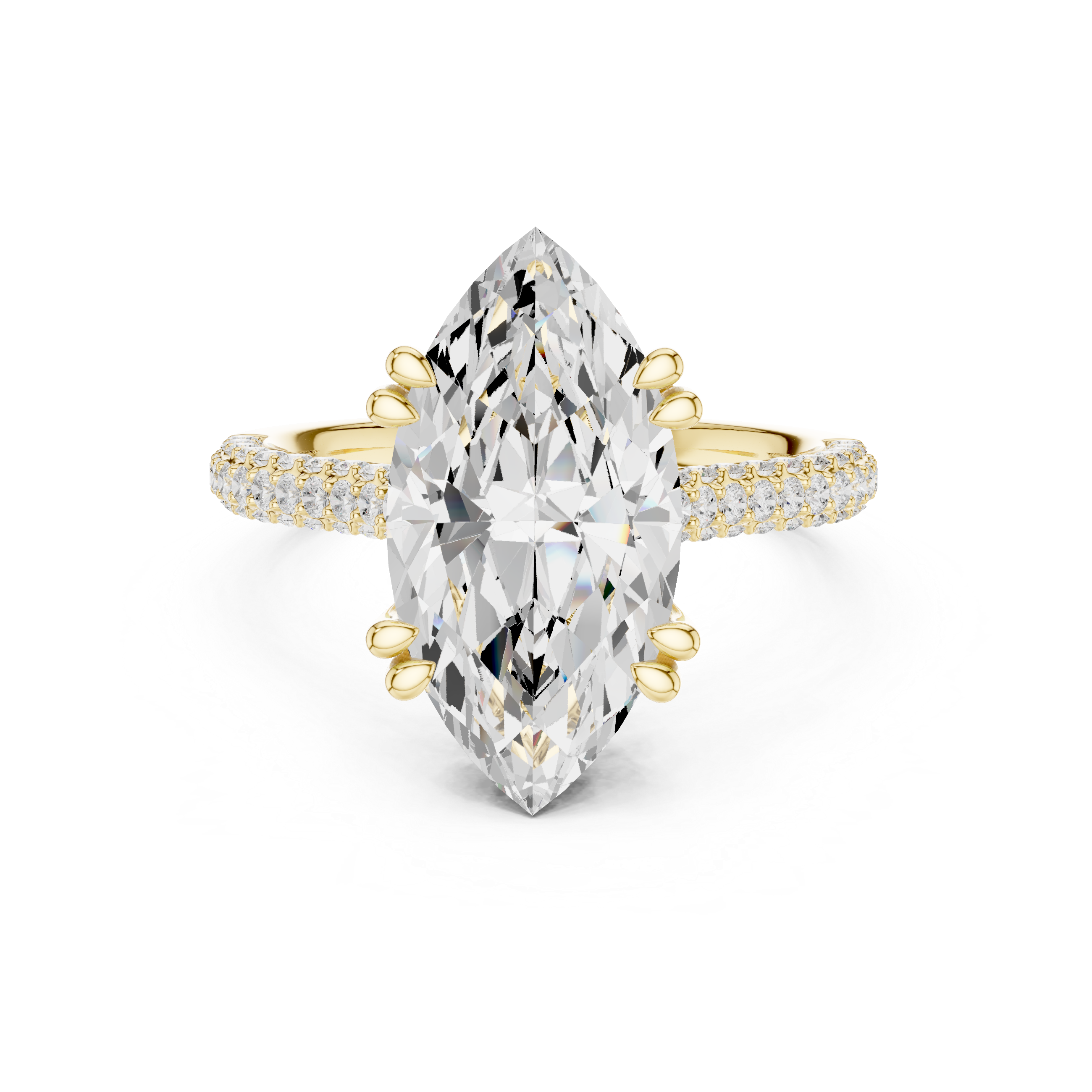 Marquise-Cut Pavé Engagement Ring with Sculptural Eight-Prong Setting