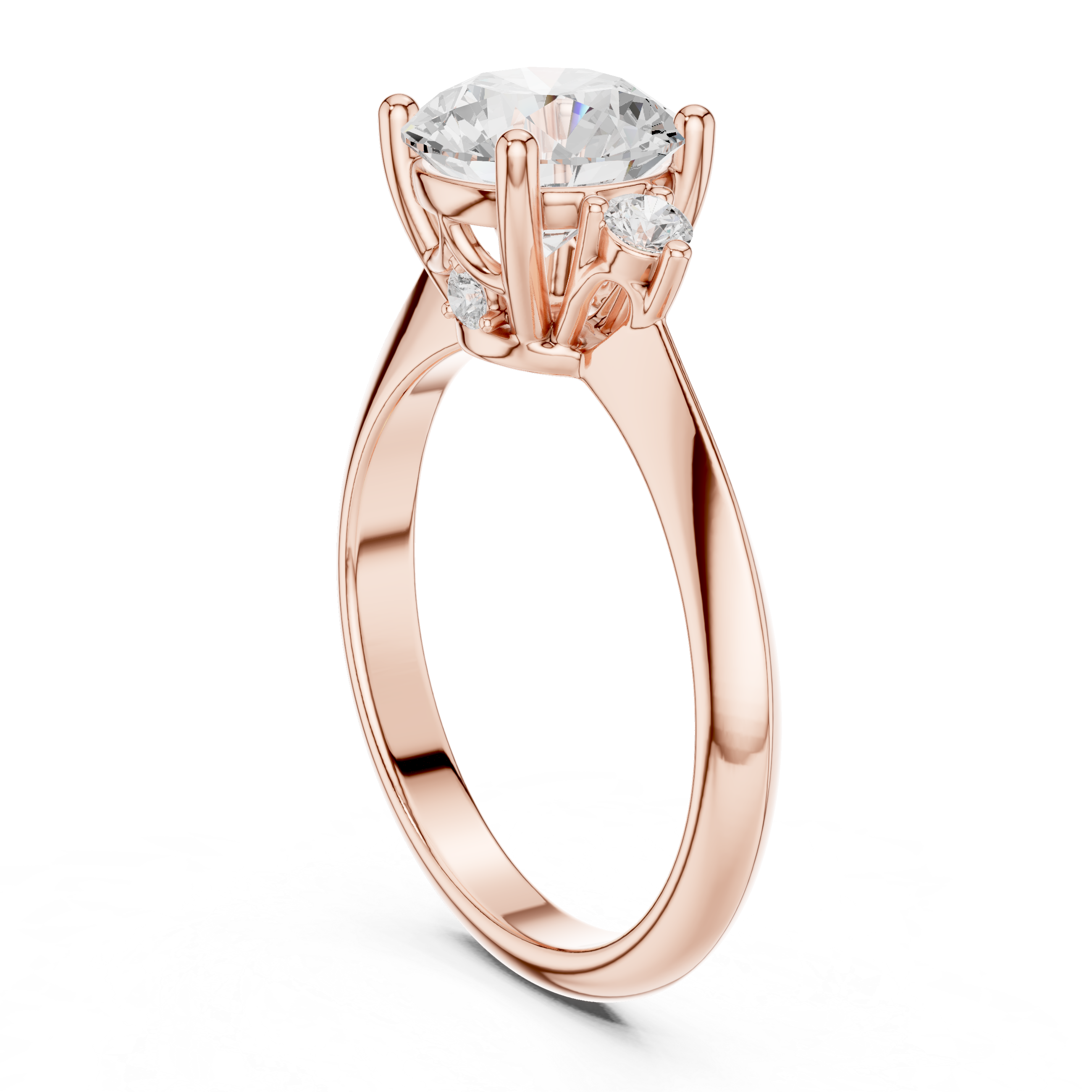 Classic Round-Cut Five-Stone Engagement Ring with Graduated Side Accents