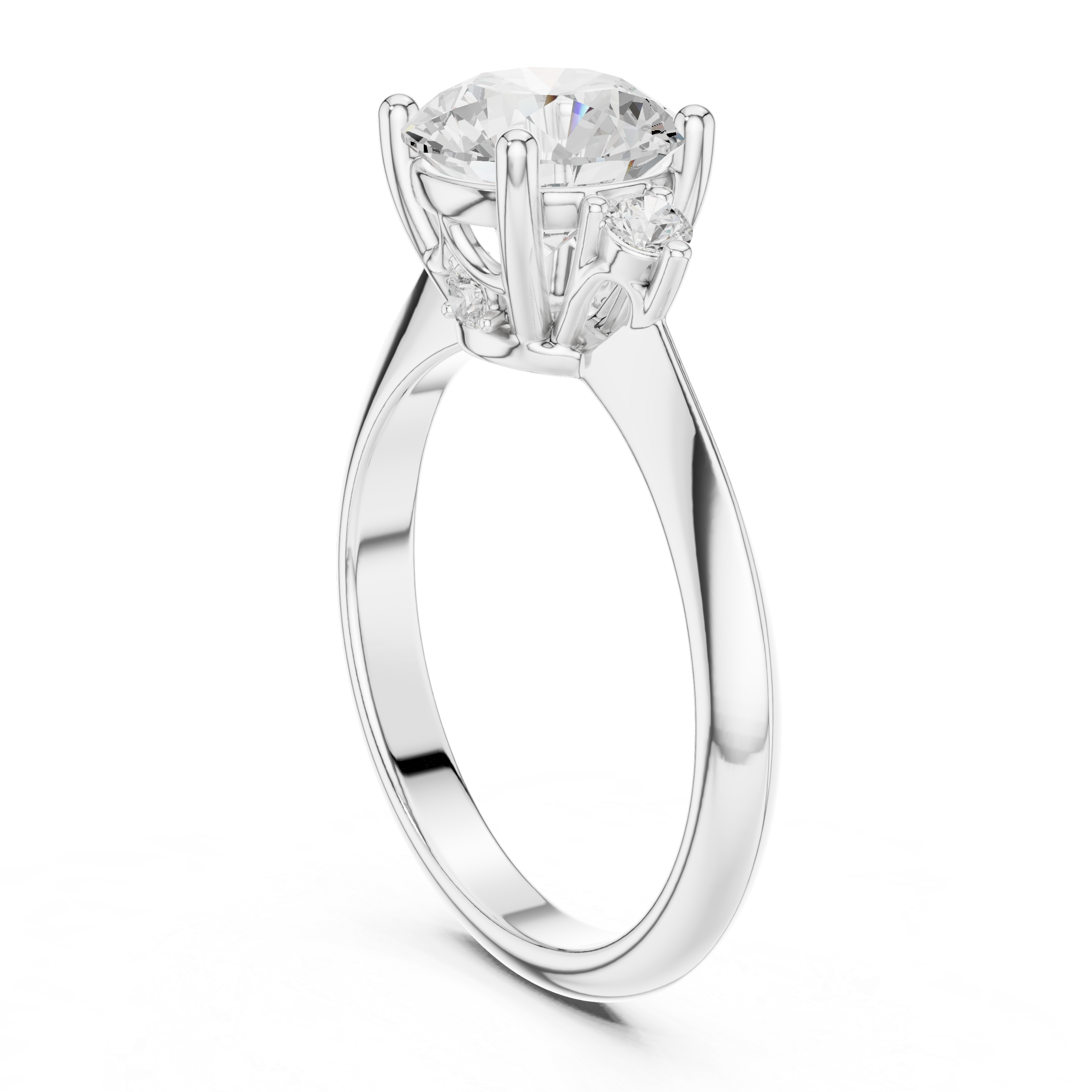 Classic Round-Cut Five-Stone Engagement Ring with Graduated Side Accents