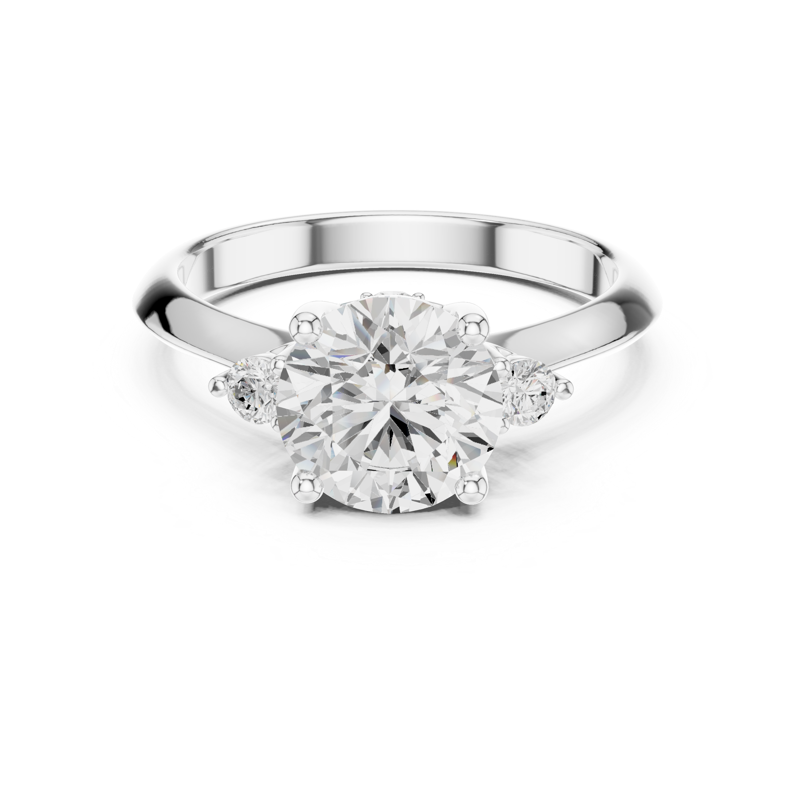 Classic Round-Cut Five-Stone Engagement Ring with Graduated Side Accents