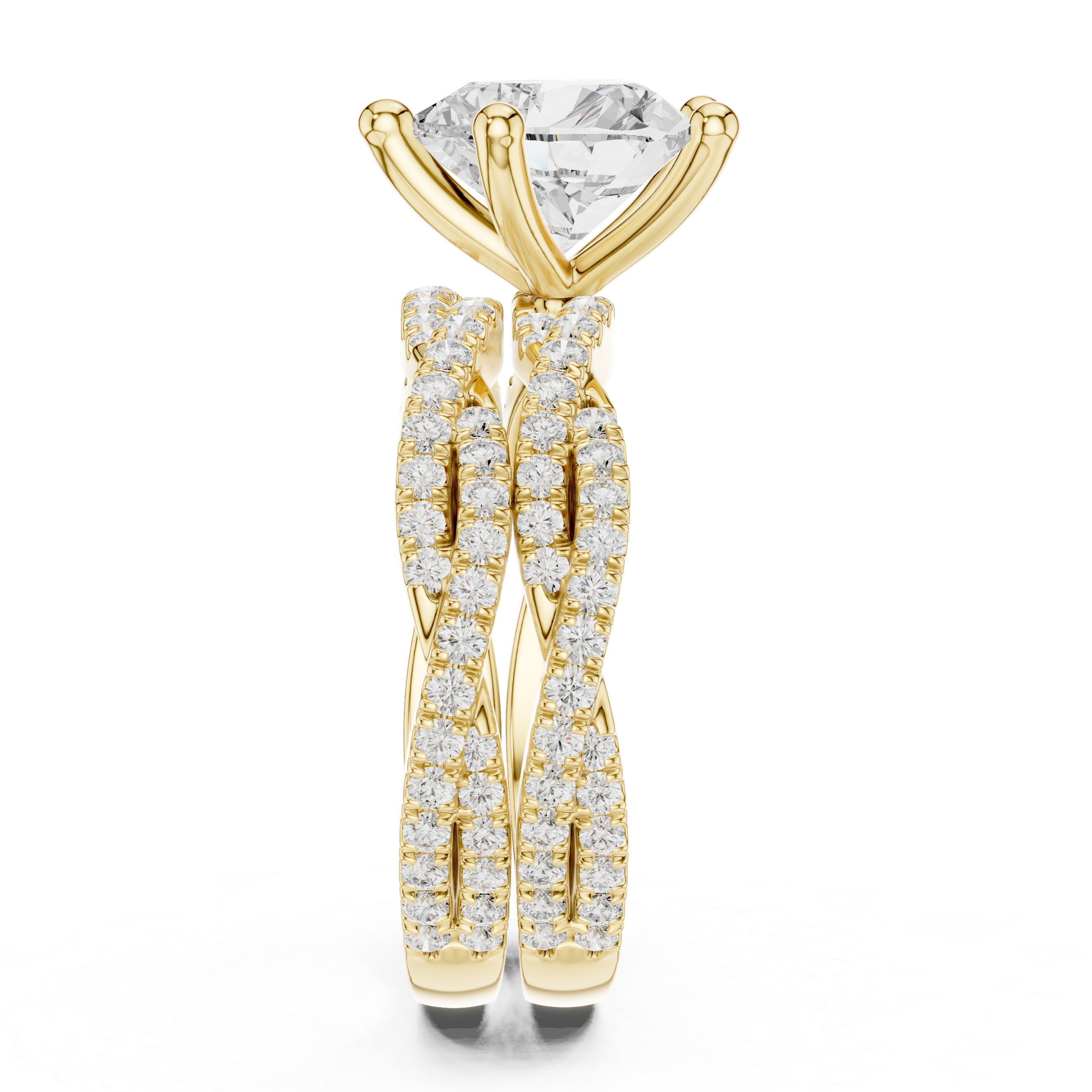 Heart Cut Triple Row Pavé Split Shank Engagement Ring