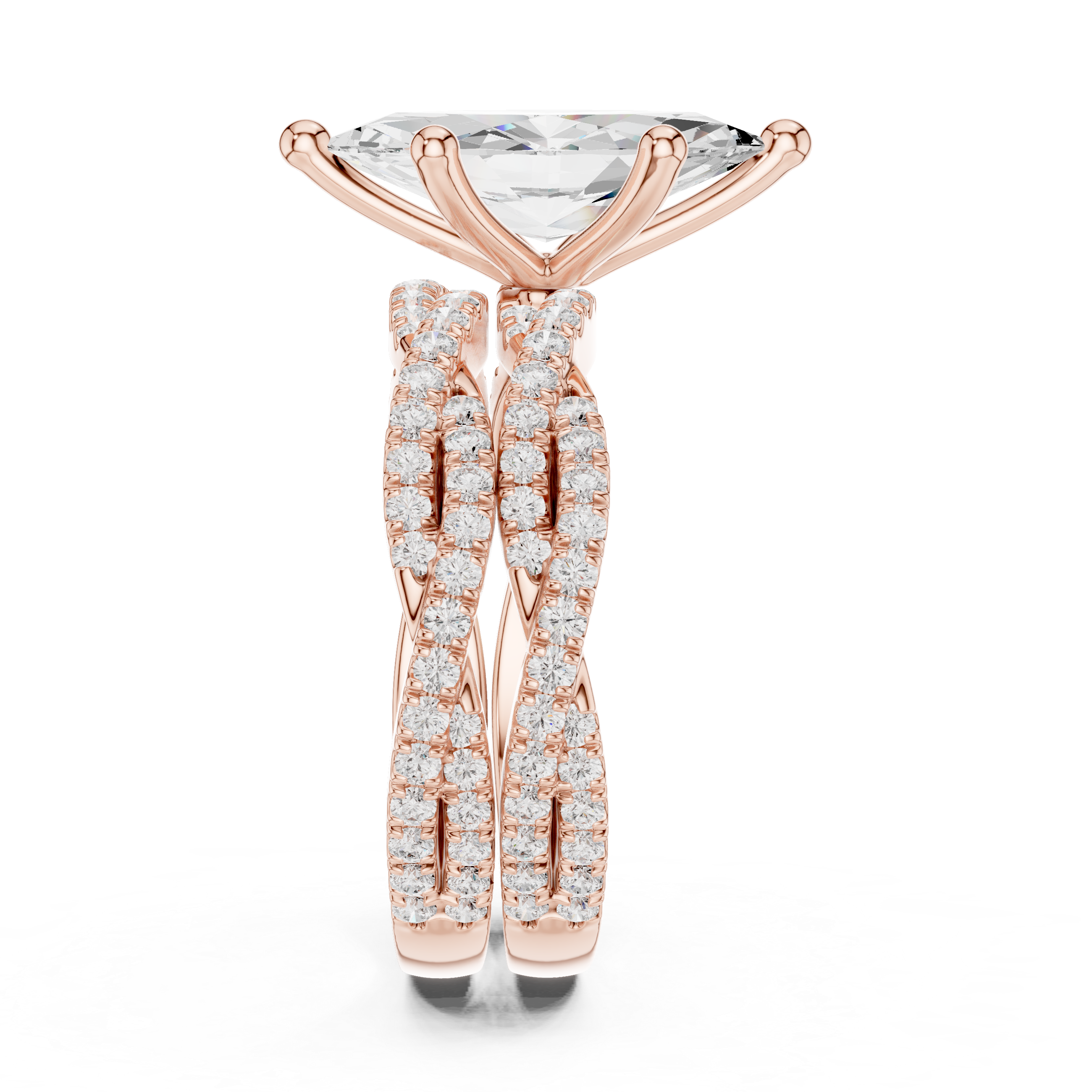 Marquise Cut Triple Row Pavé Split Shank Engagement Ring