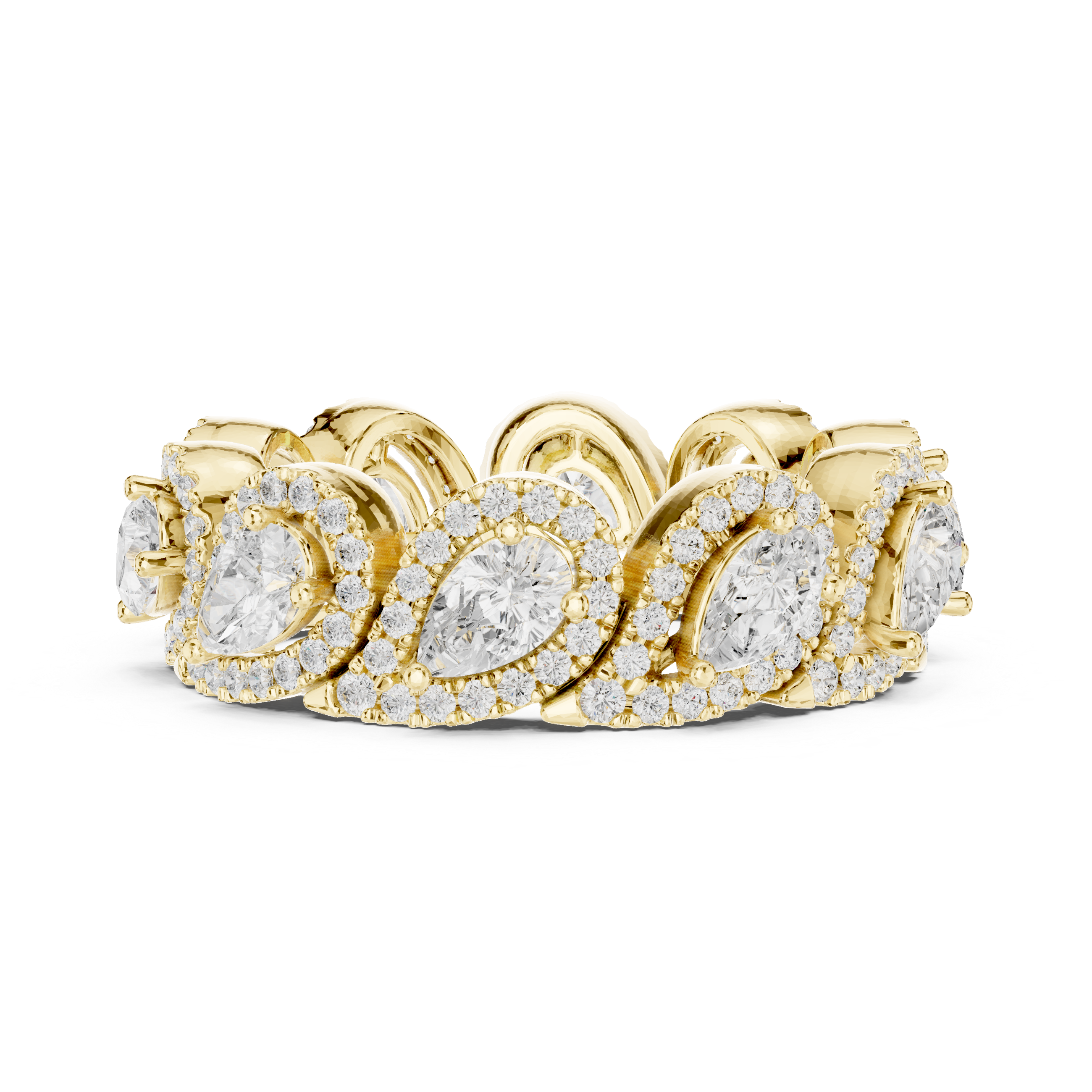 Pear-Shaped Diamond Halo Eternity Band