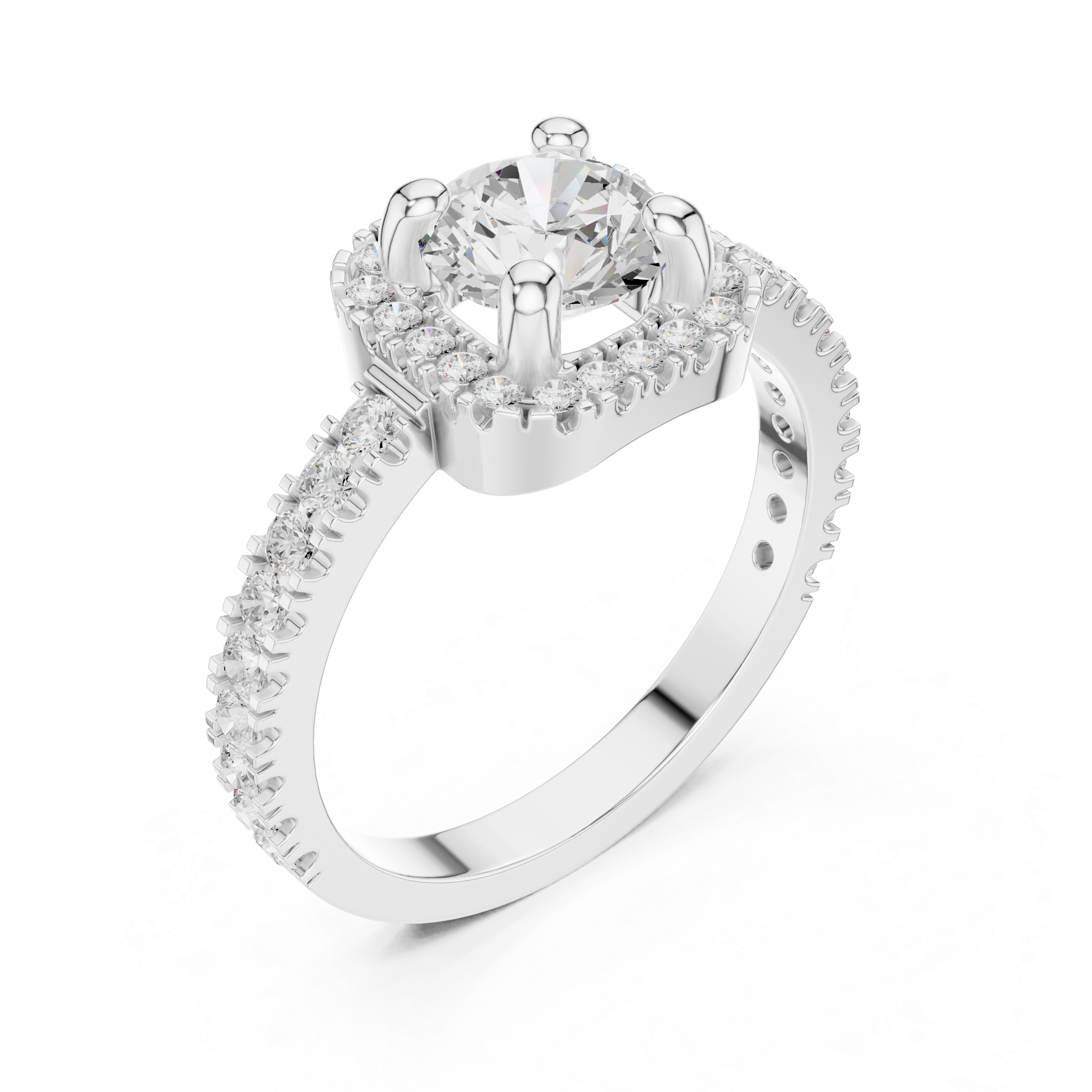 Cushion Halo Pavé Engagement Ring