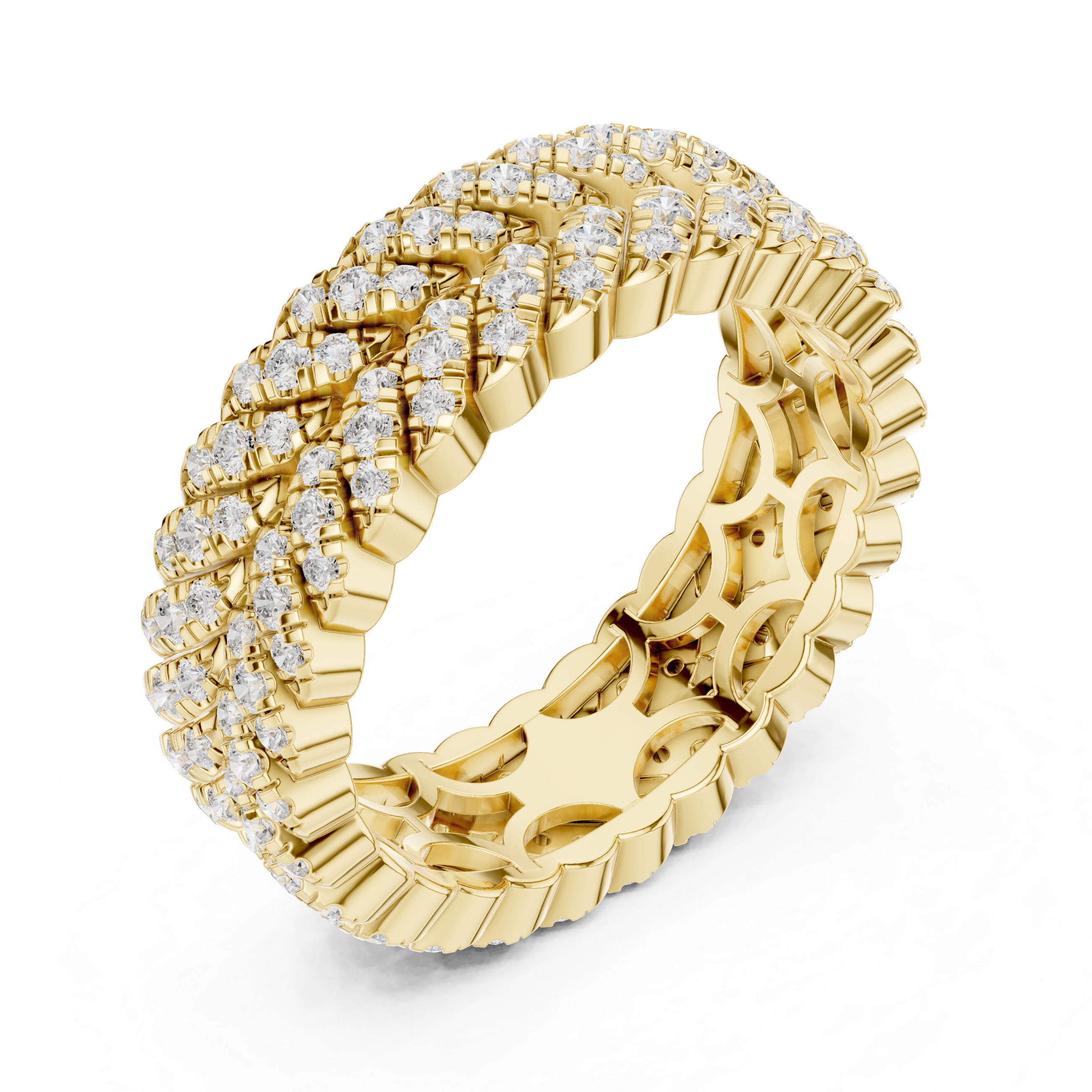 Braided Double-Row Pavé Band