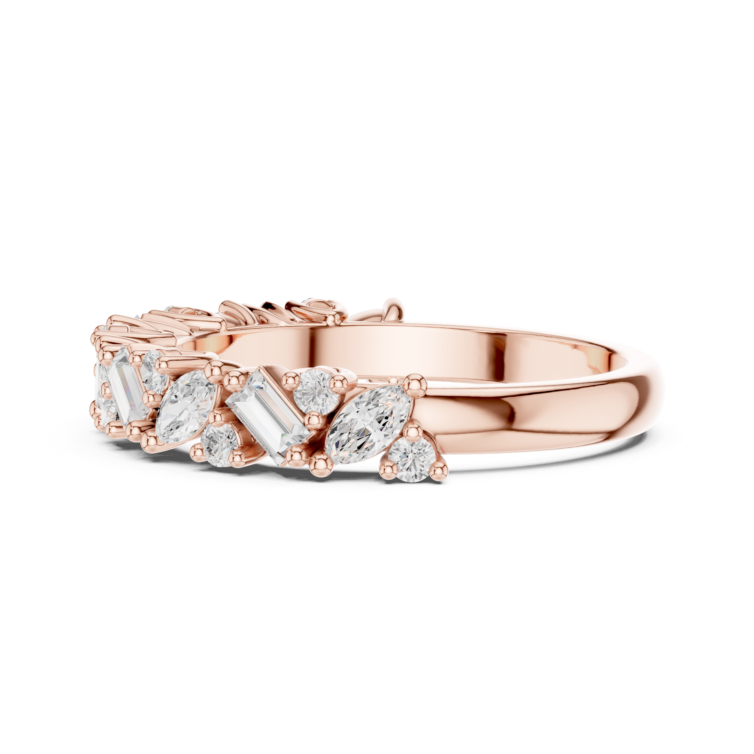 Mixed-Cut Botanical Diamond Band