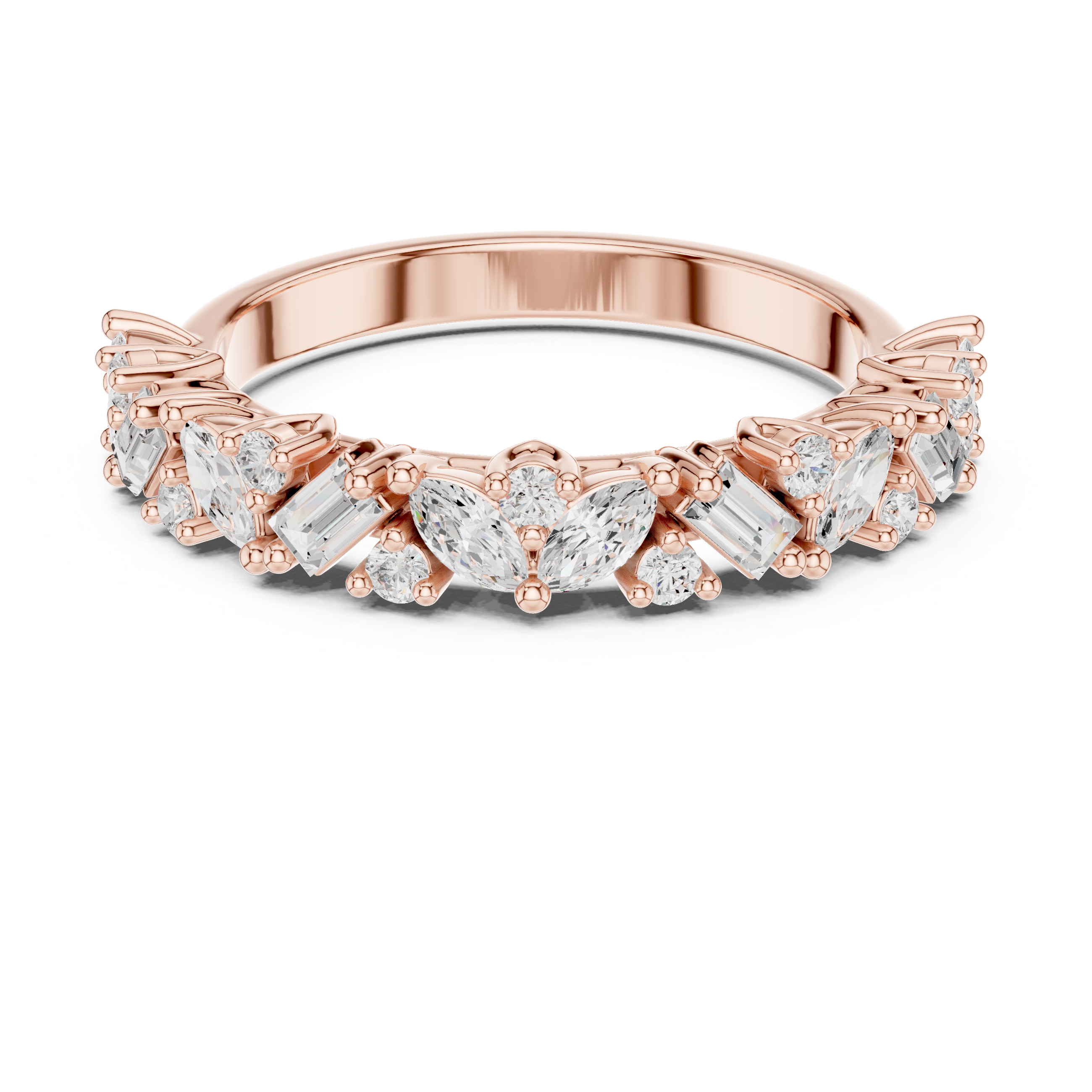Mixed-Cut Botanical Diamond Band