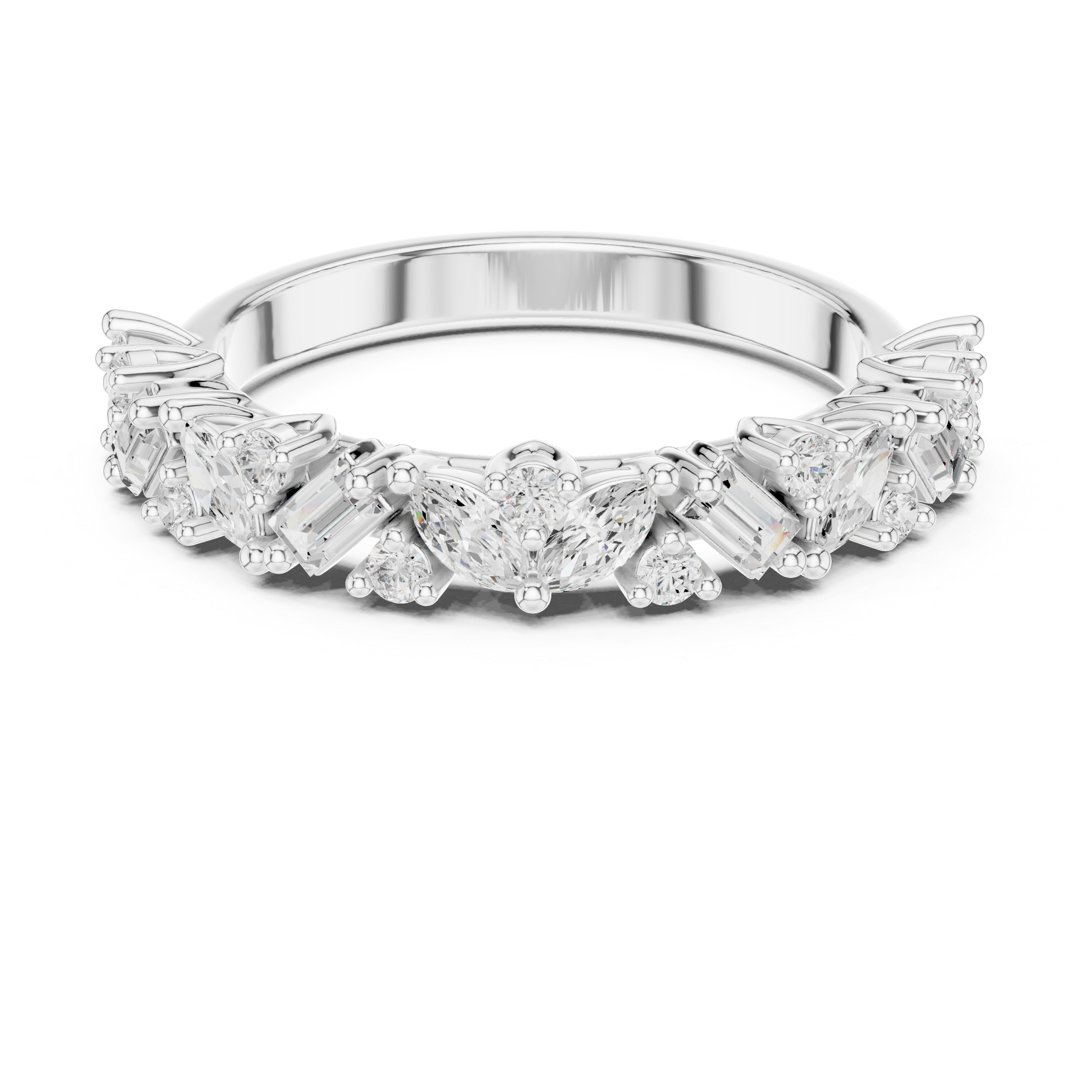 Mixed-Cut Botanical Diamond Band