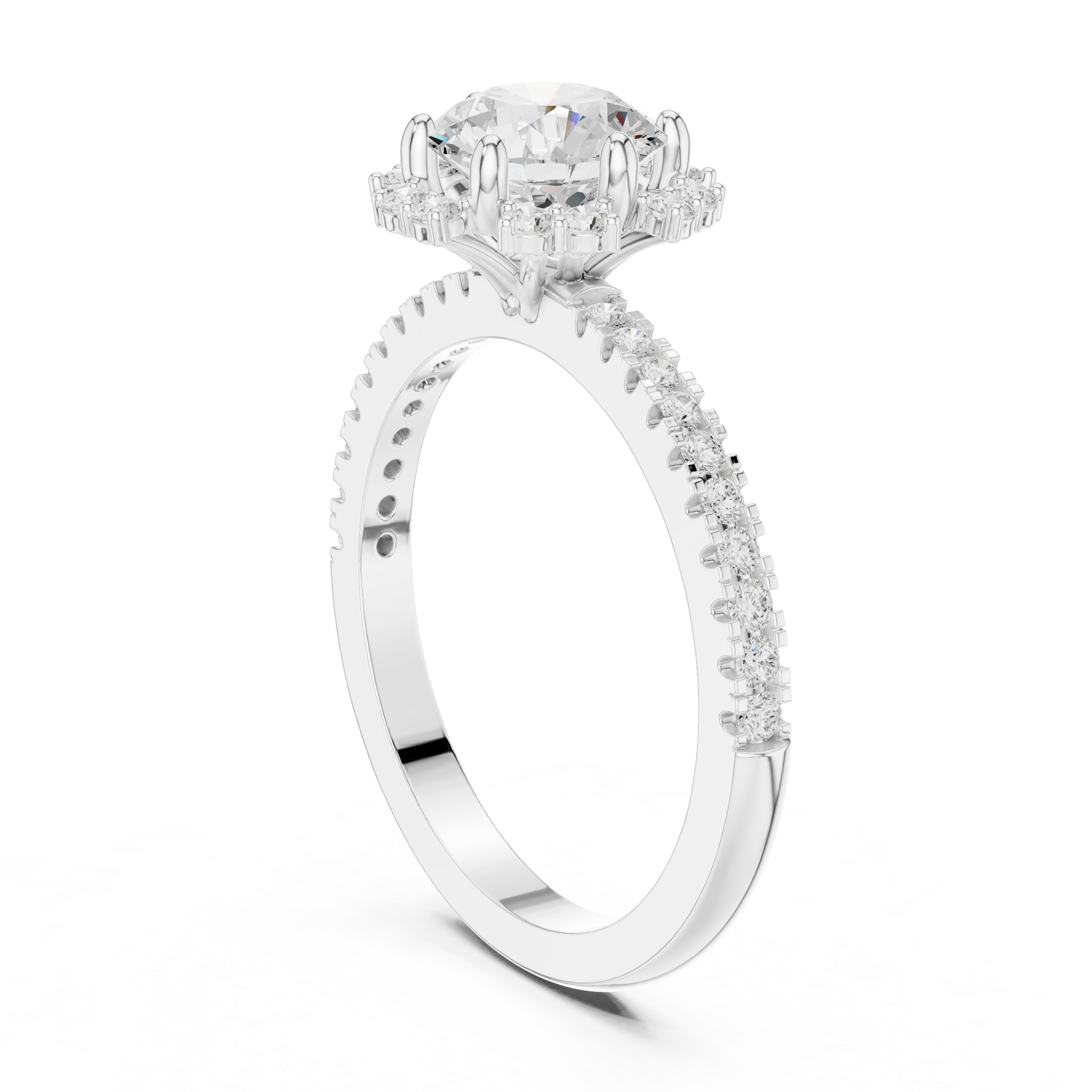 Floral Halo Diamond Engagement Ring