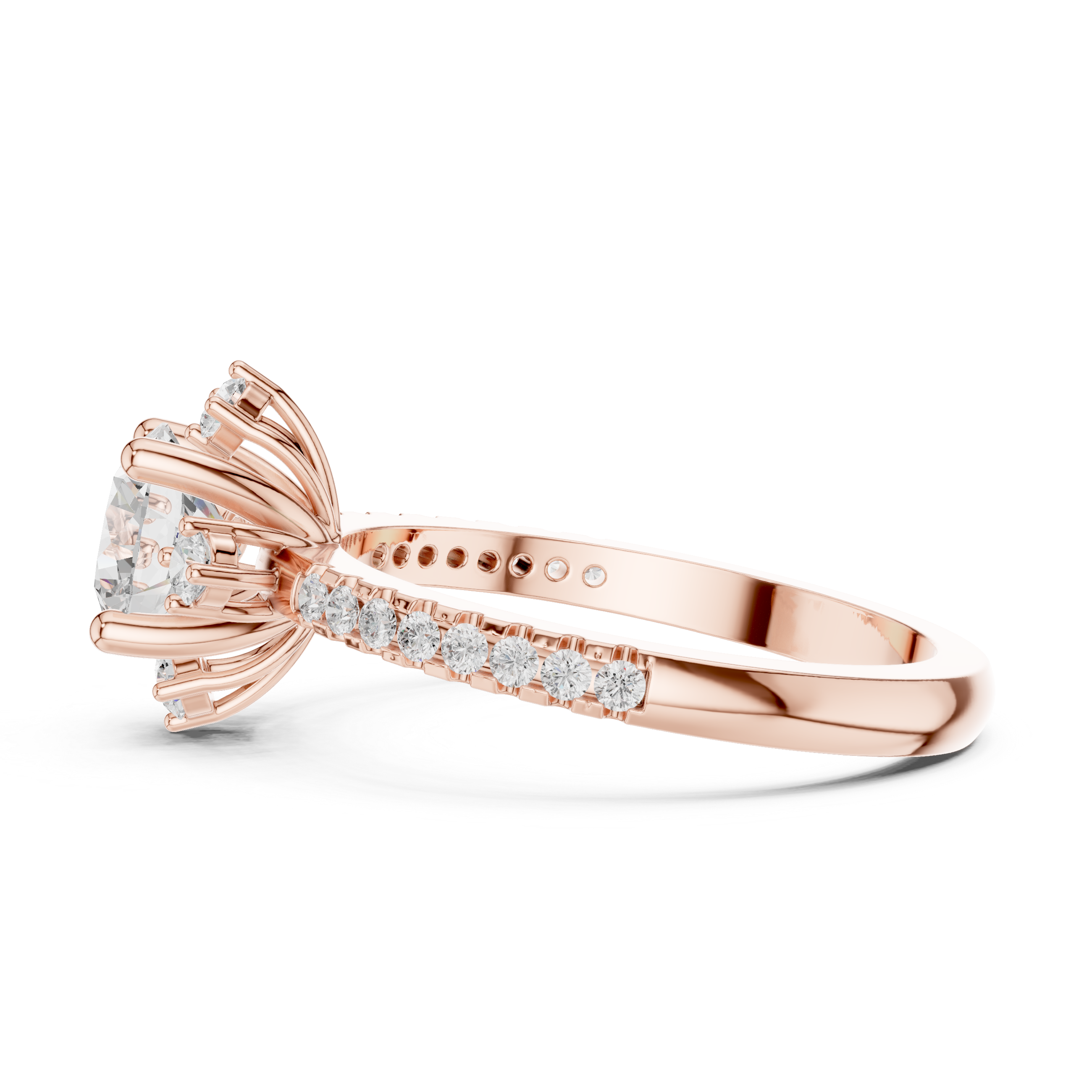 Compass Halo Diamond Engagement Ring
