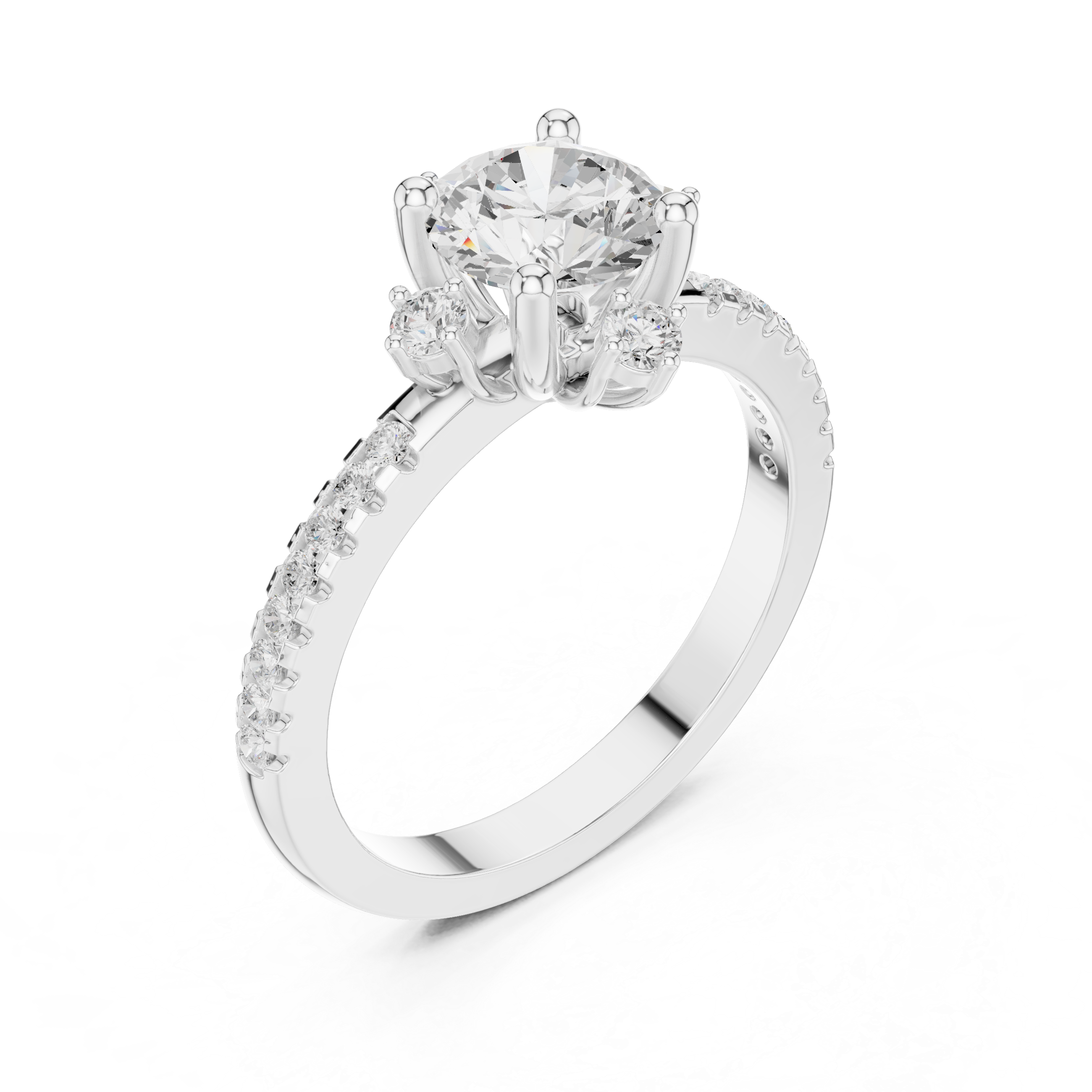 Compass Halo Diamond Engagement Ring