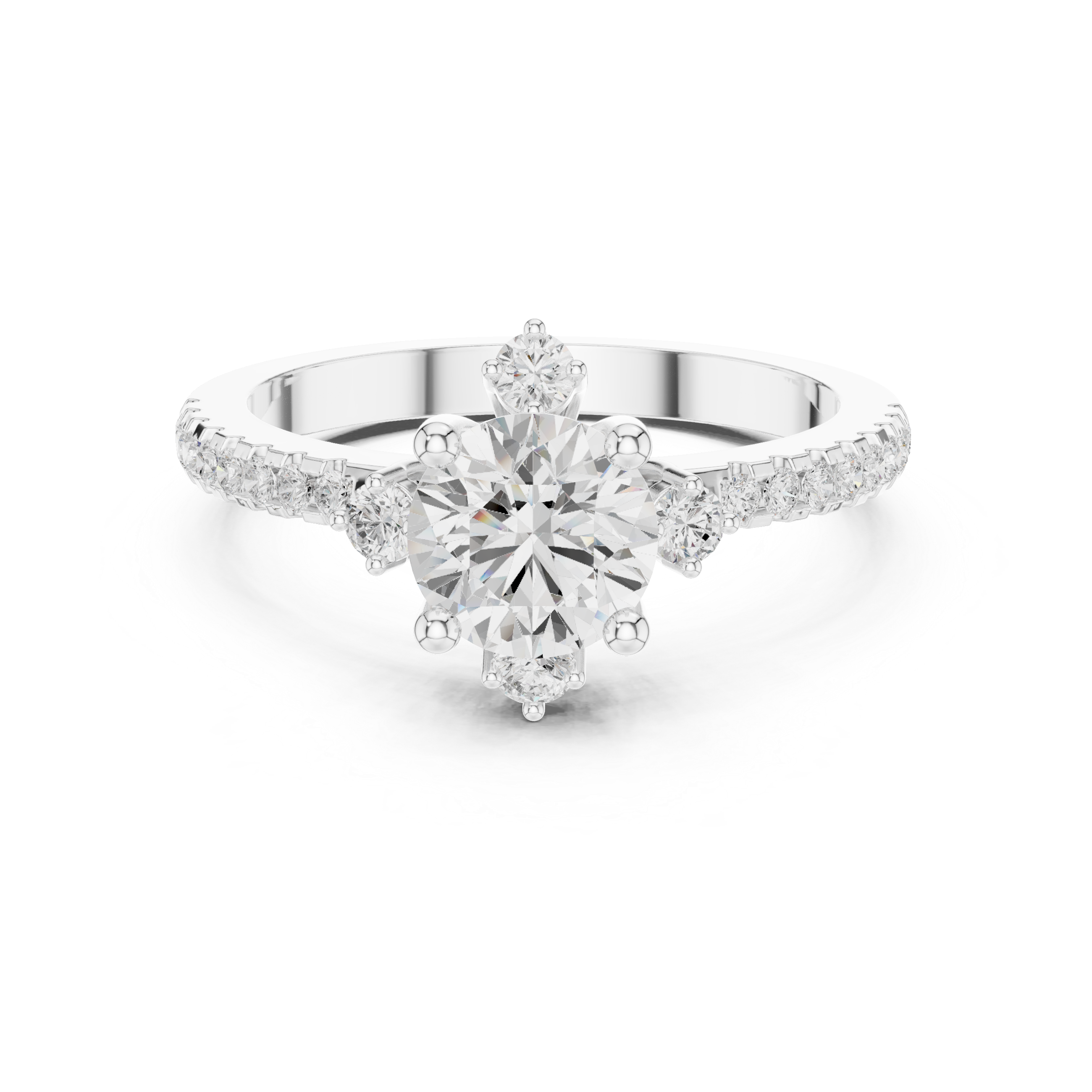 Compass Halo Diamond Engagement Ring