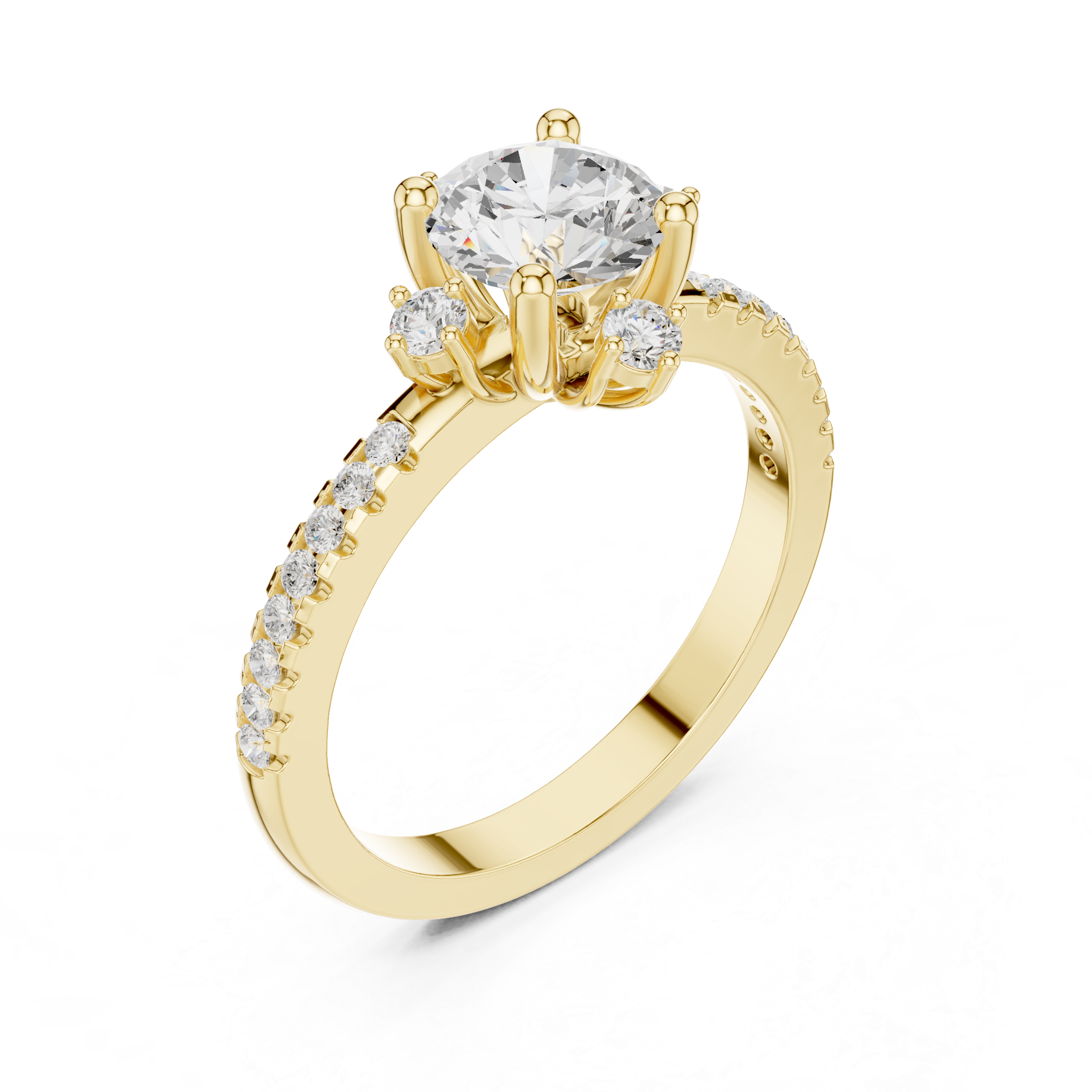 Compass Halo Diamond Engagement Ring