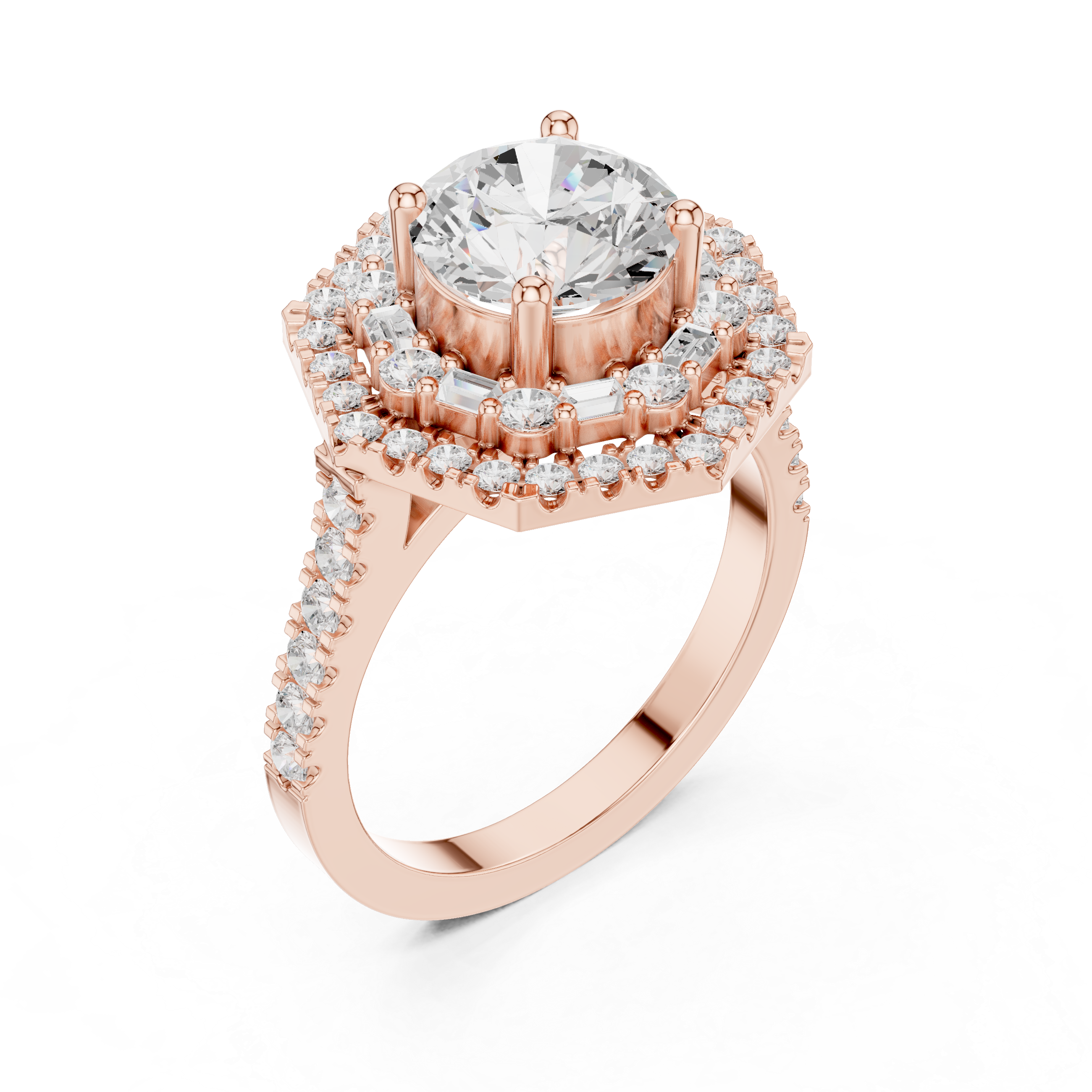 Art Deco Double Halo Engagement Ring