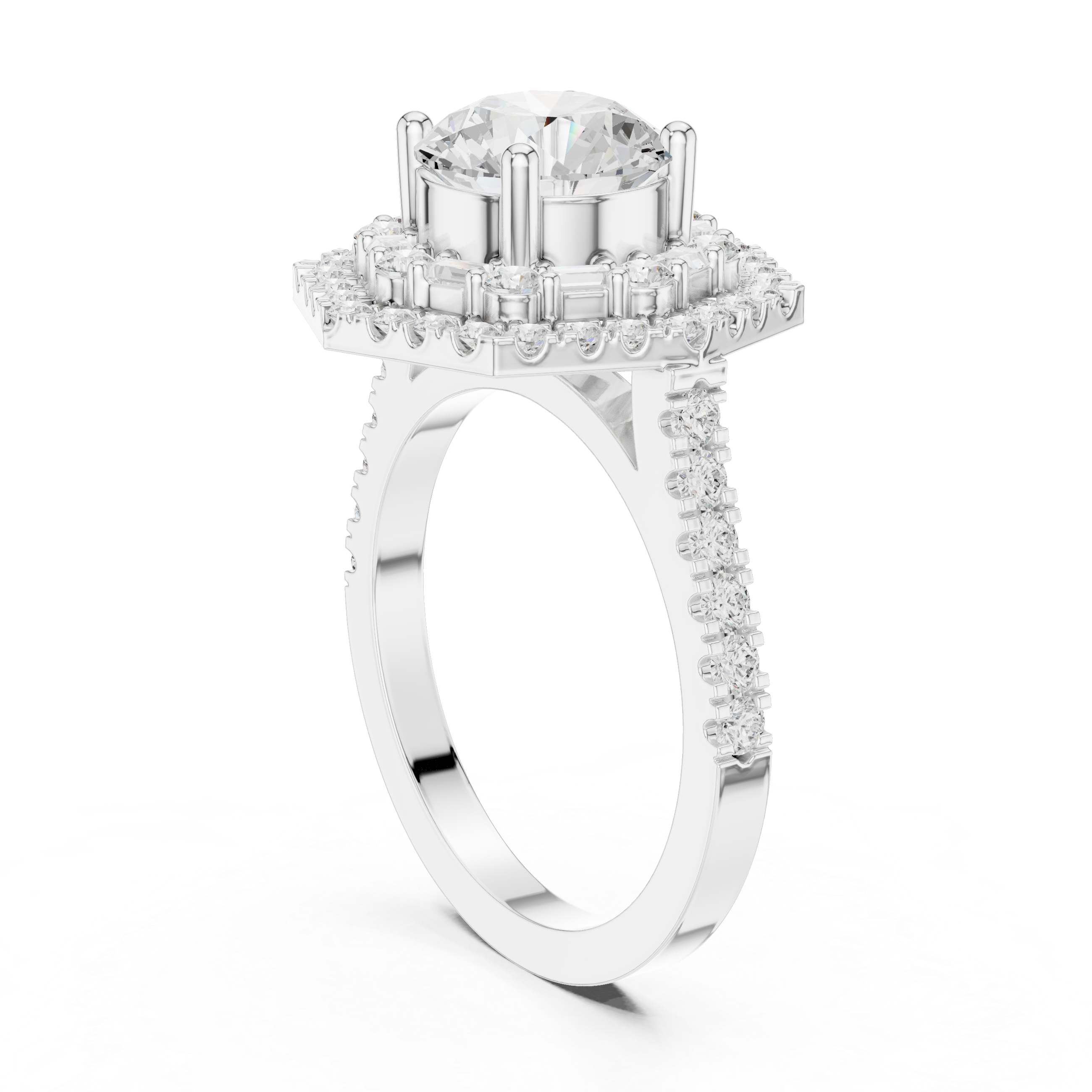 Art Deco Double Halo Engagement Ring