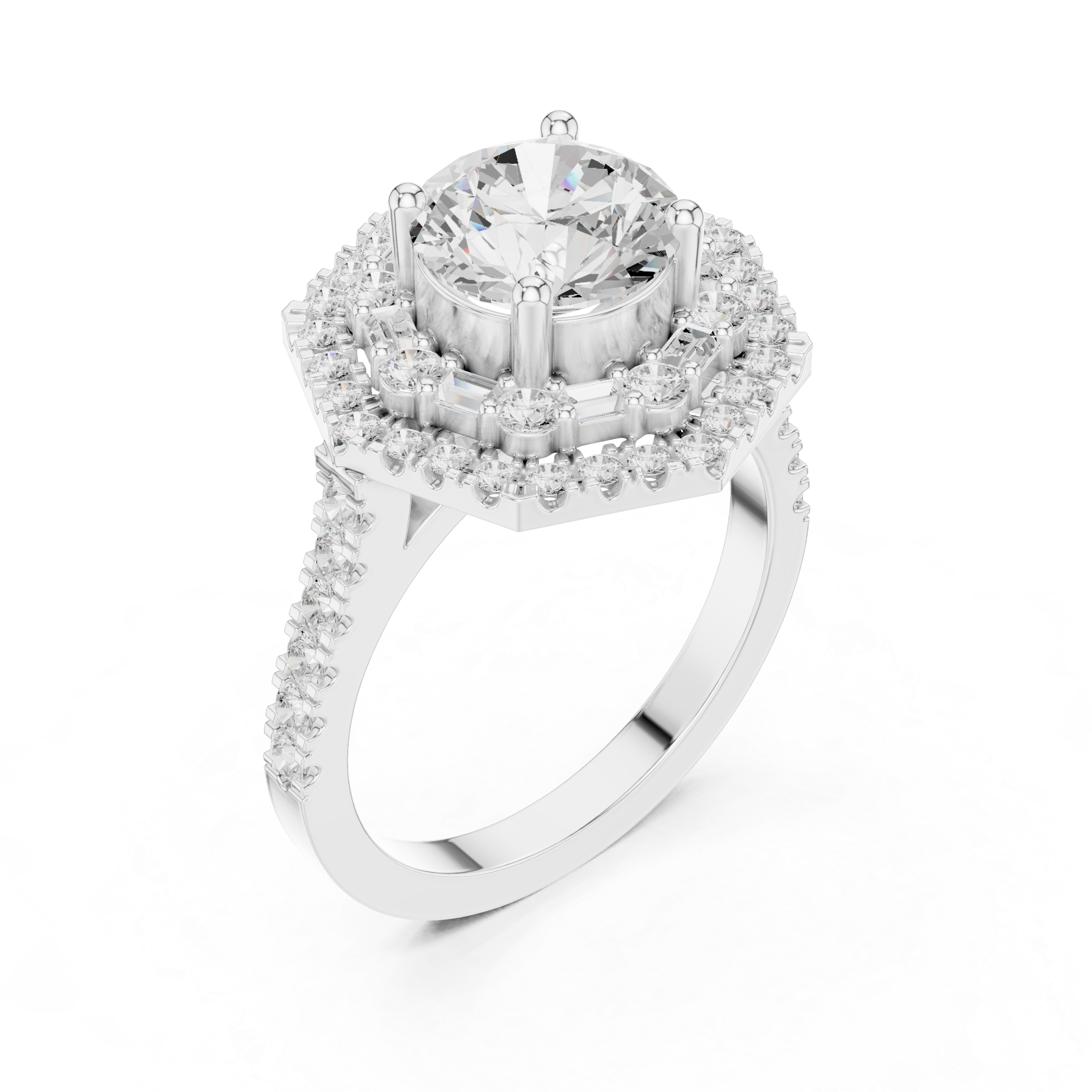 Art Deco Double Halo Engagement Ring