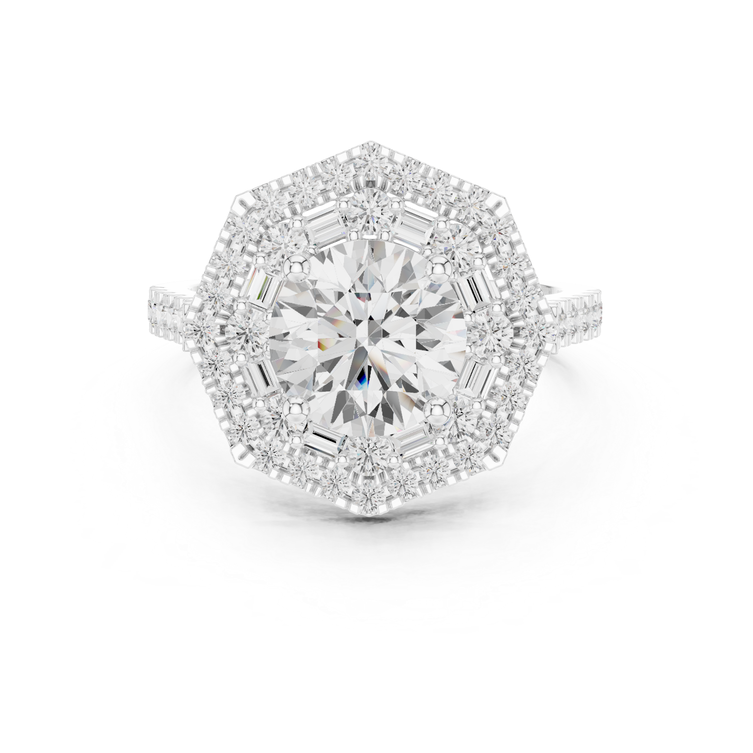 Art Deco Double Halo Engagement Ring