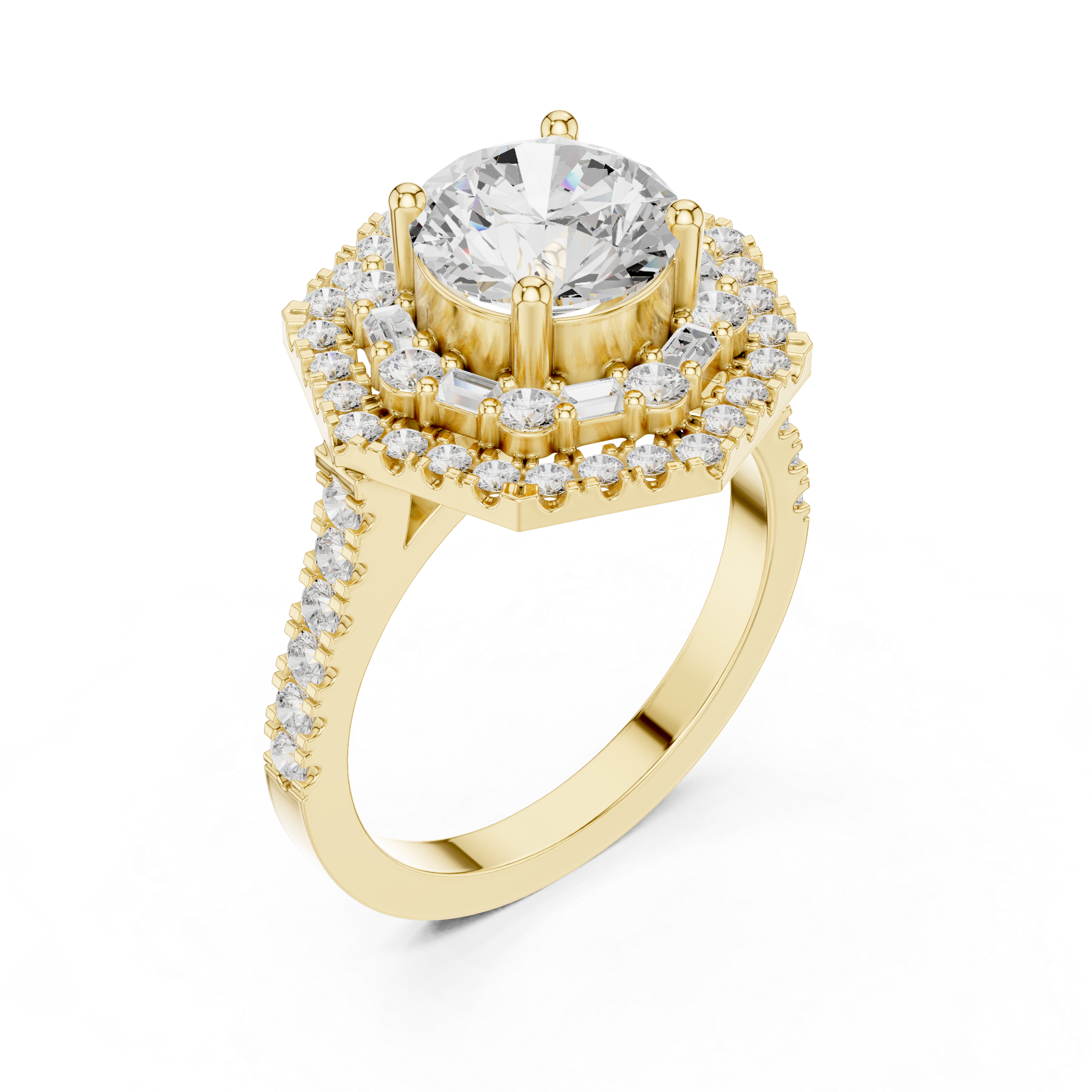 Art Deco Double Halo Engagement Ring