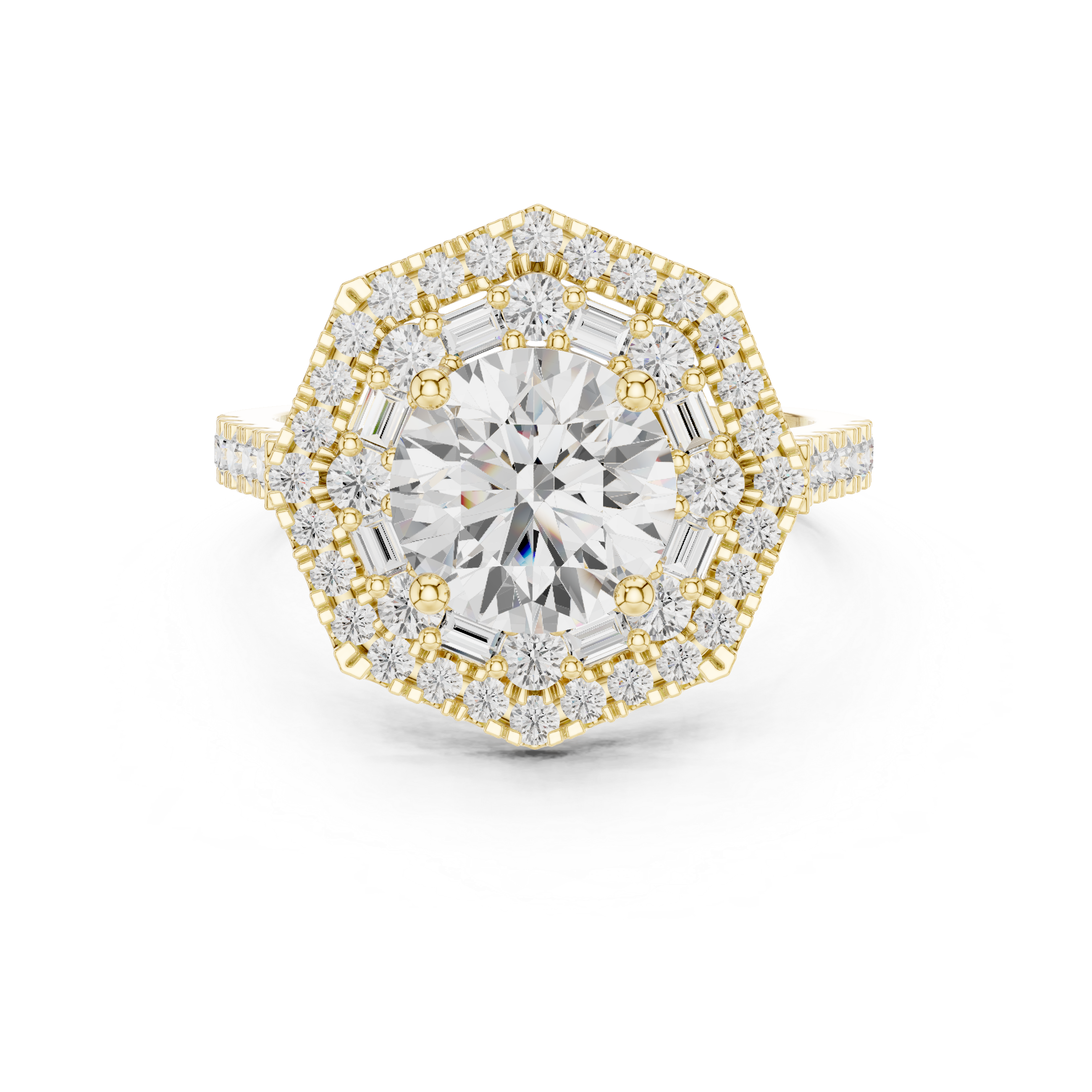 Art Deco Double Halo Engagement Ring