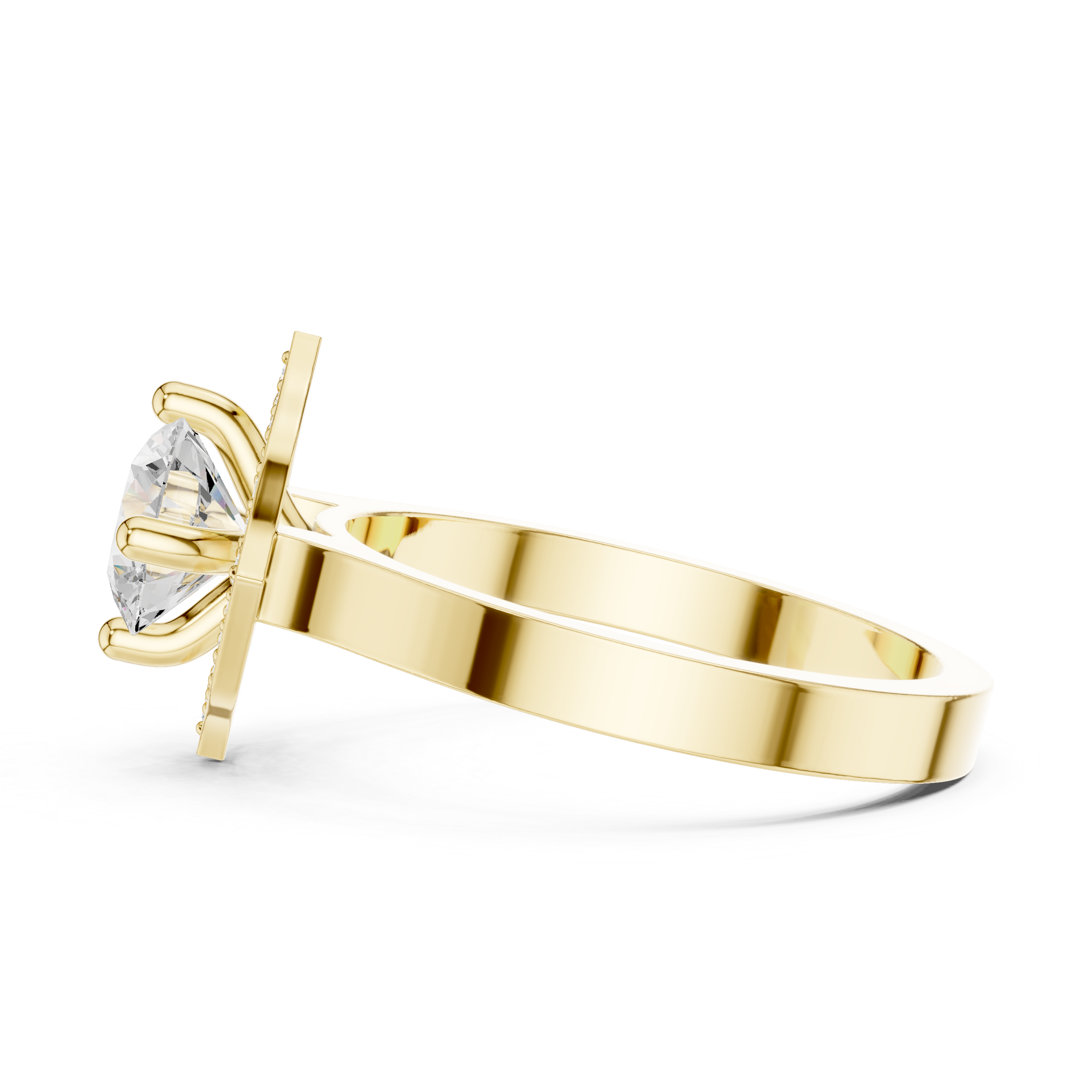 Geometric Round Halo Engagement Ring