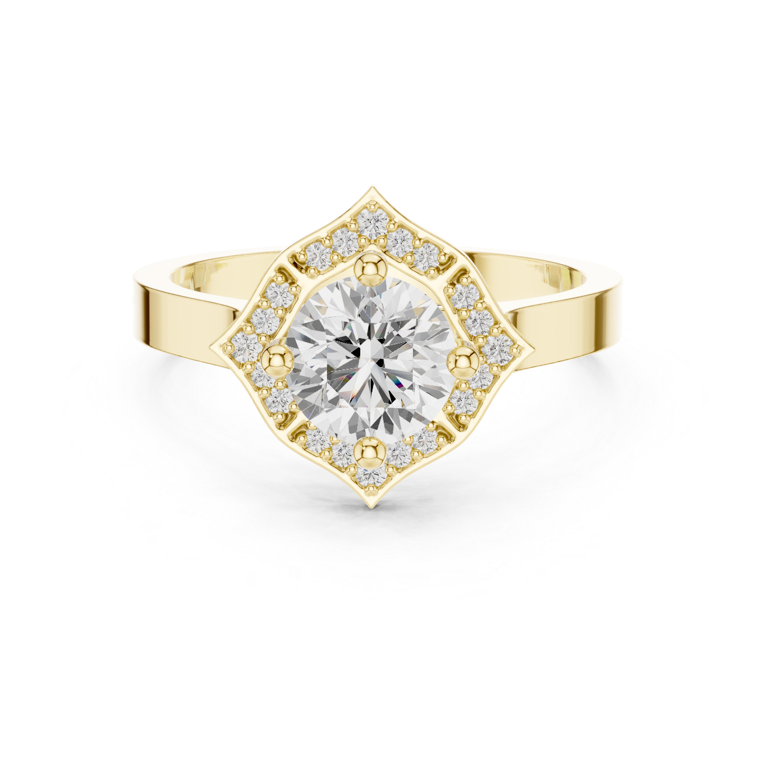 Geometric Round Halo Engagement Ring