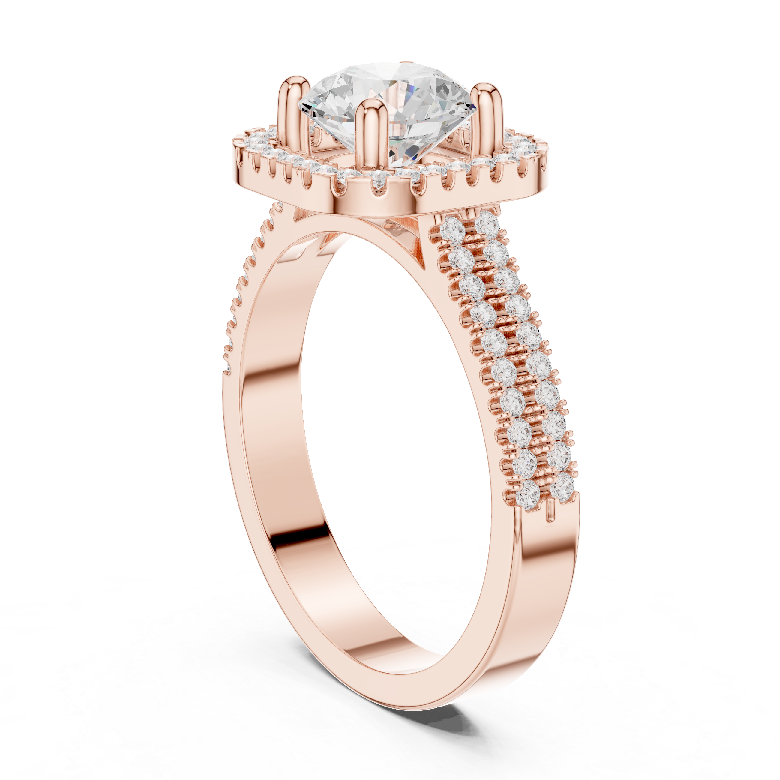 Round Cushion Halo Engagement Ring