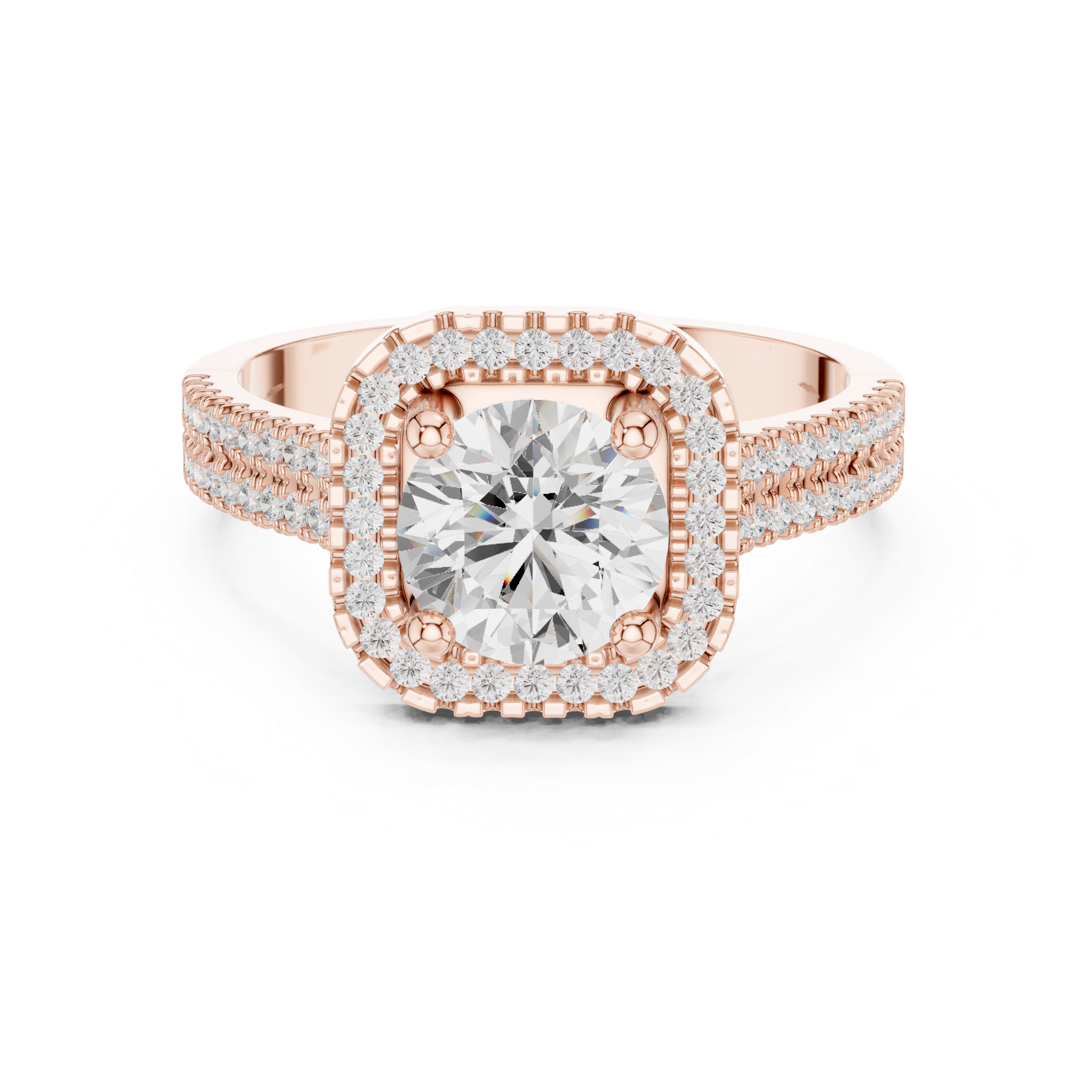Round Cushion Halo Engagement Ring