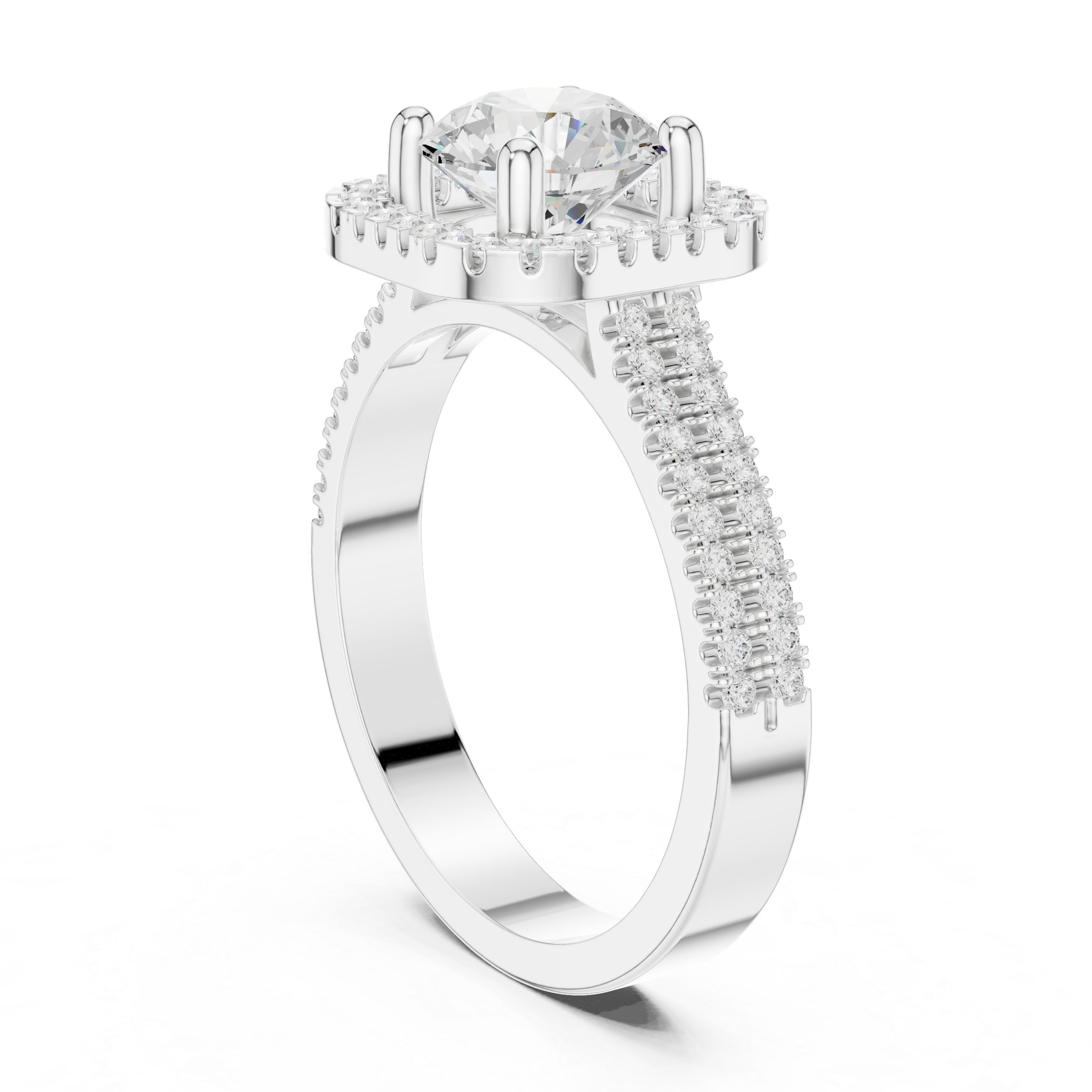 Round Cushion Halo Engagement Ring