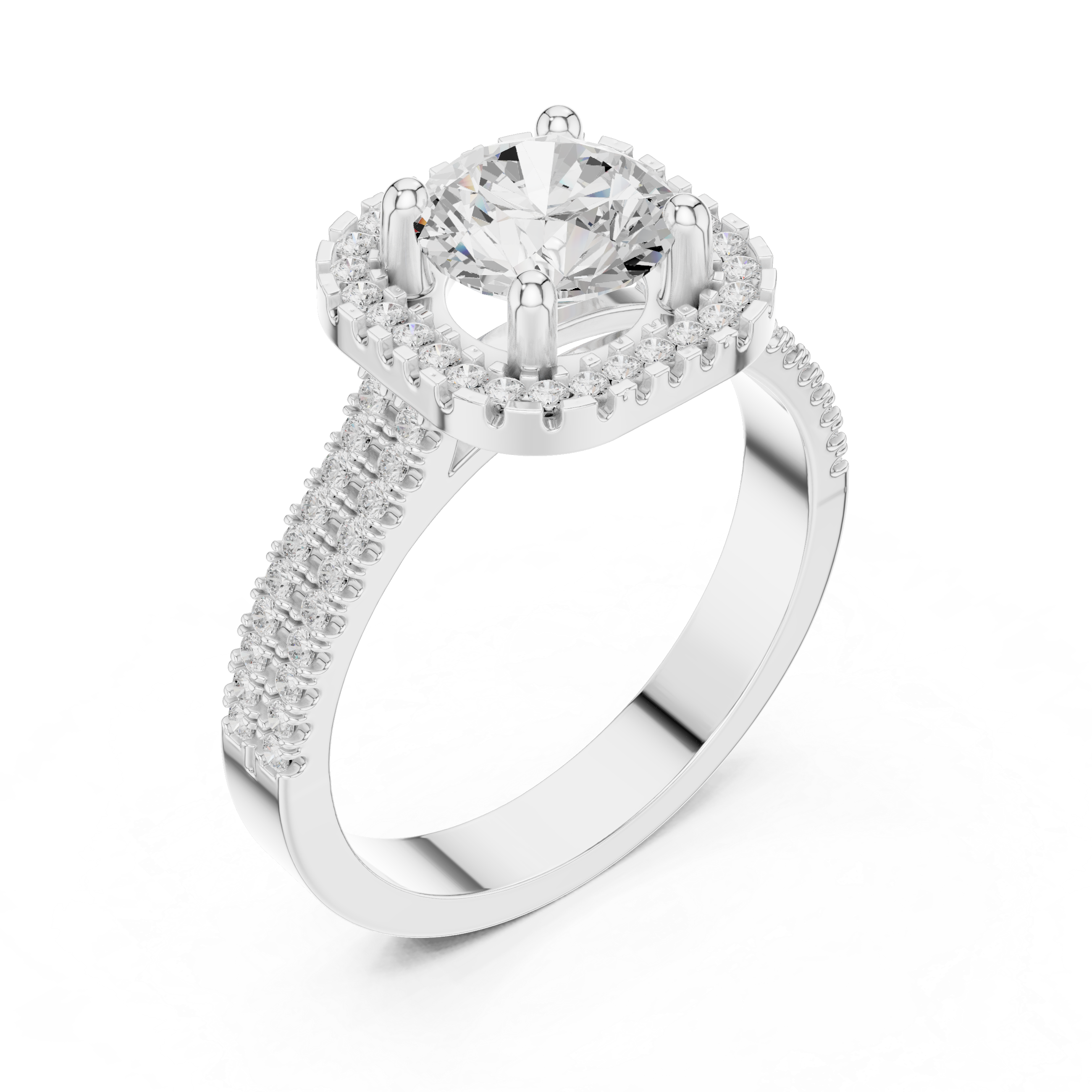 Round Cushion Halo Engagement Ring