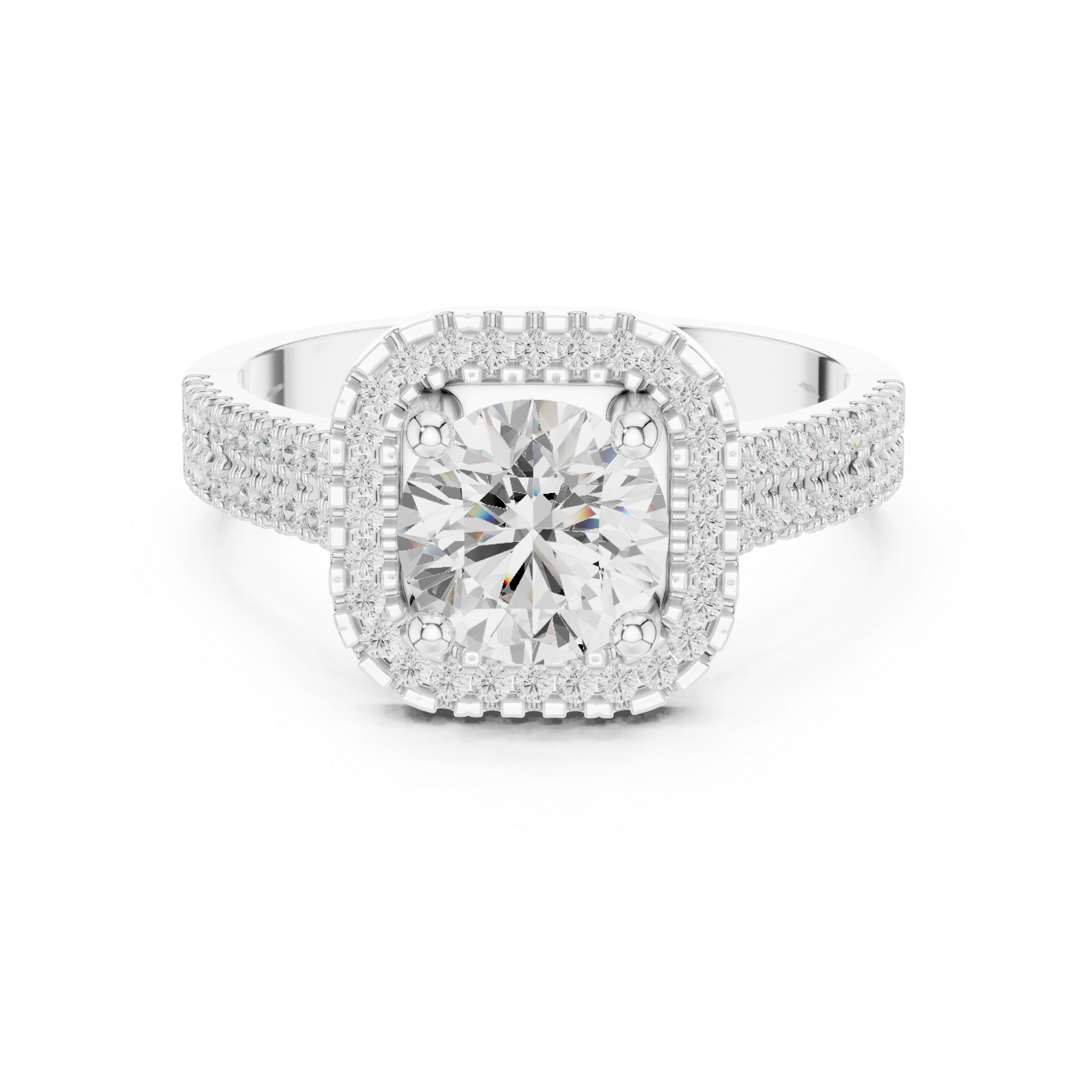 Round Cushion Halo Engagement Ring
