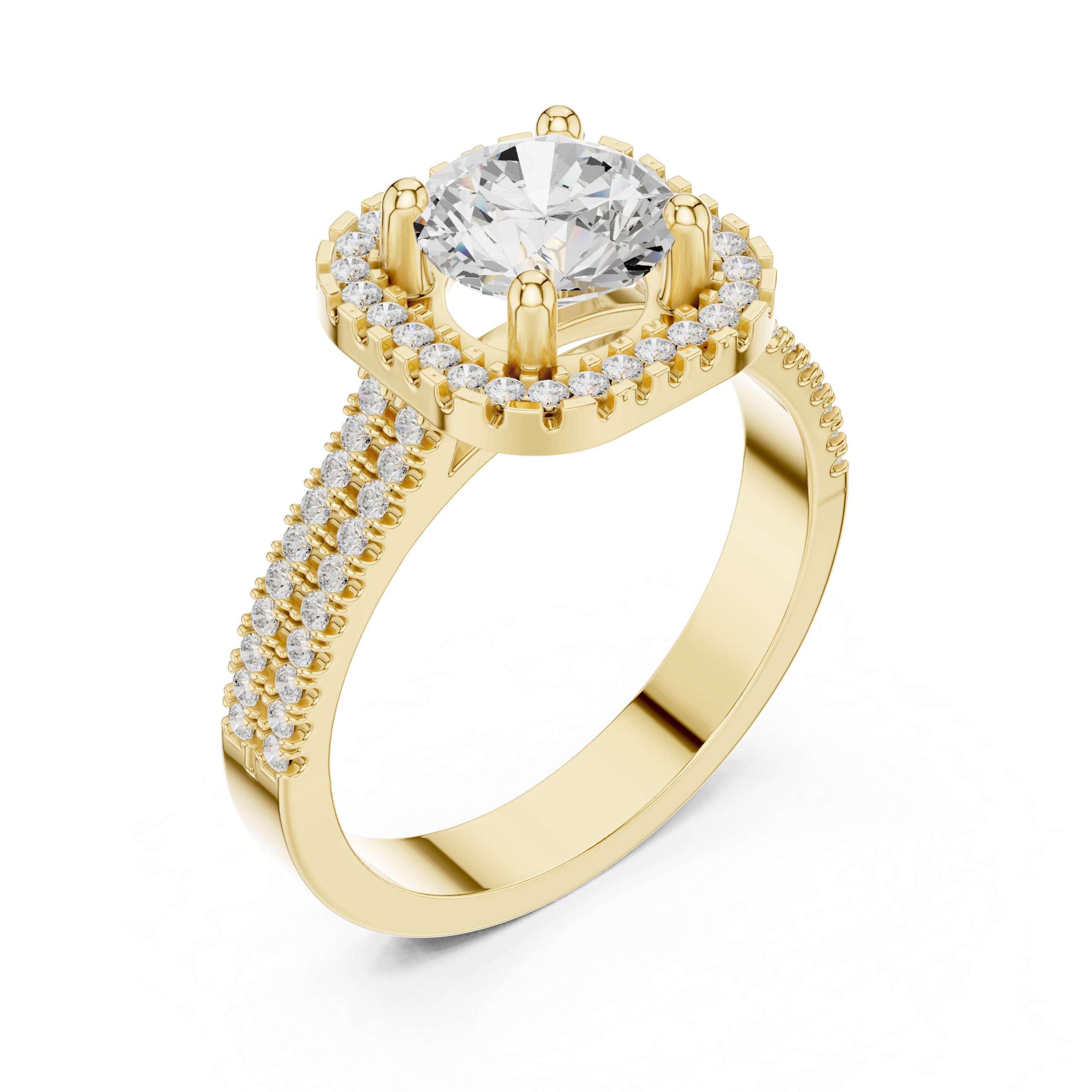Round Cushion Halo Engagement Ring