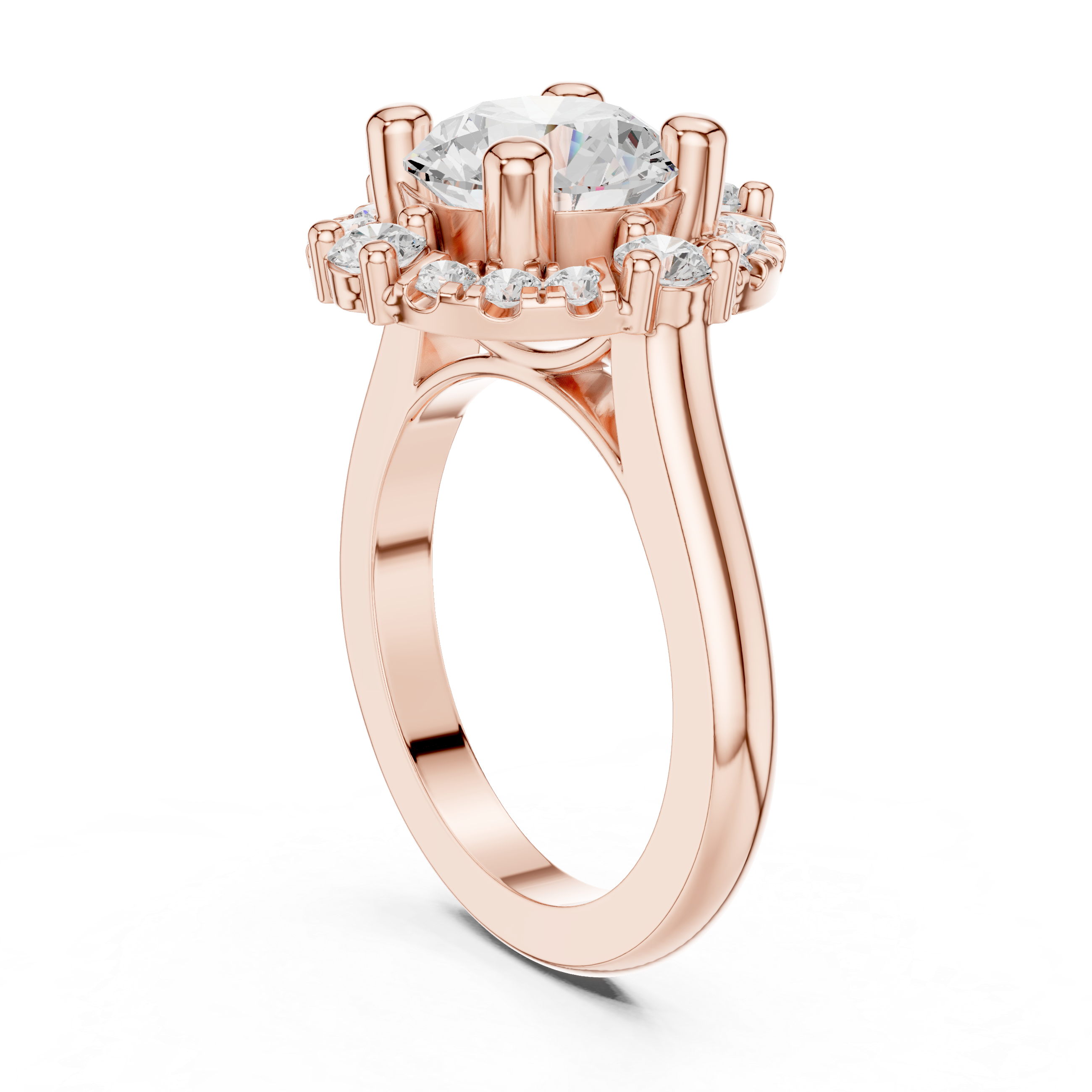 Vintage Floral Round Halo Engagement Ring