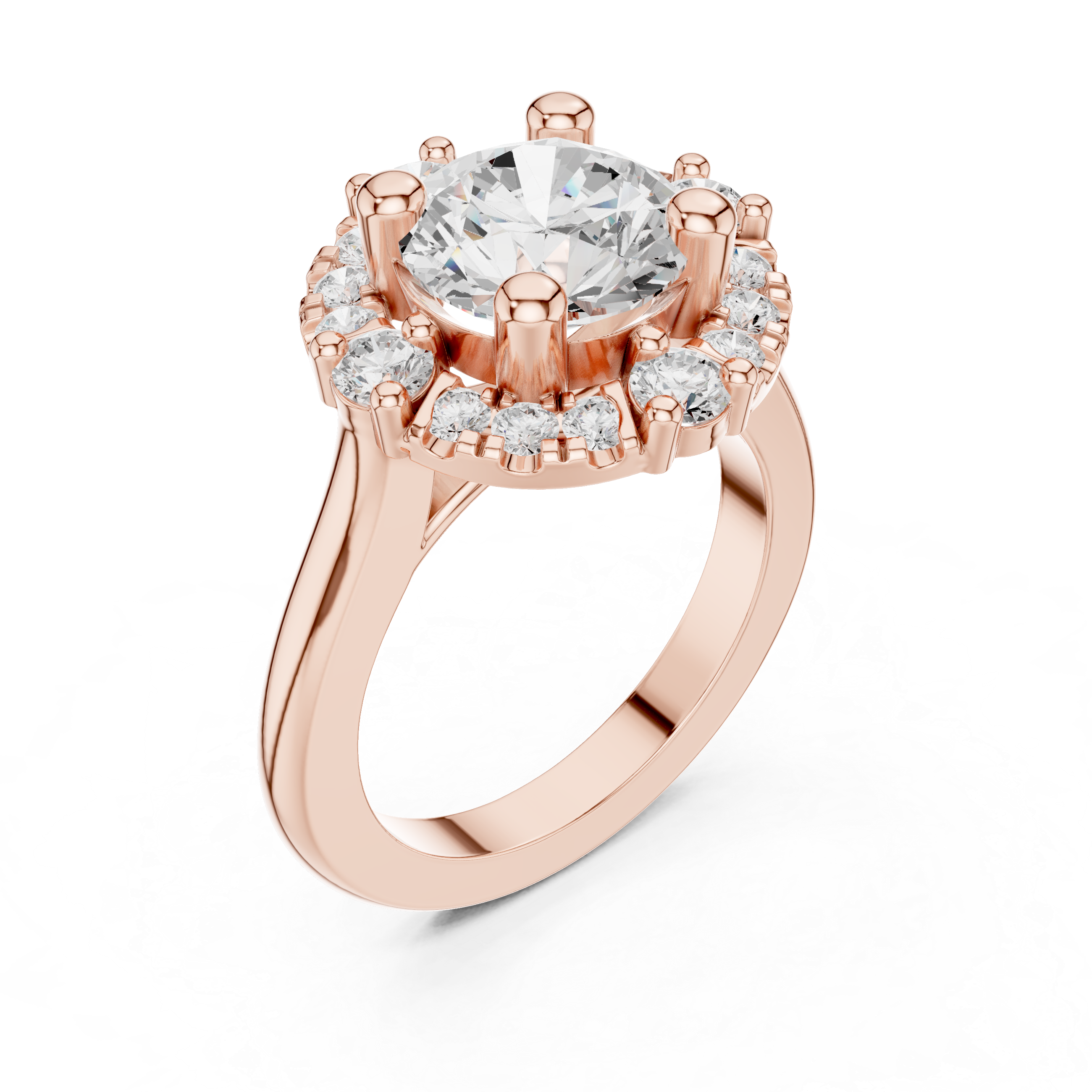 Vintage Floral Round Halo Engagement Ring