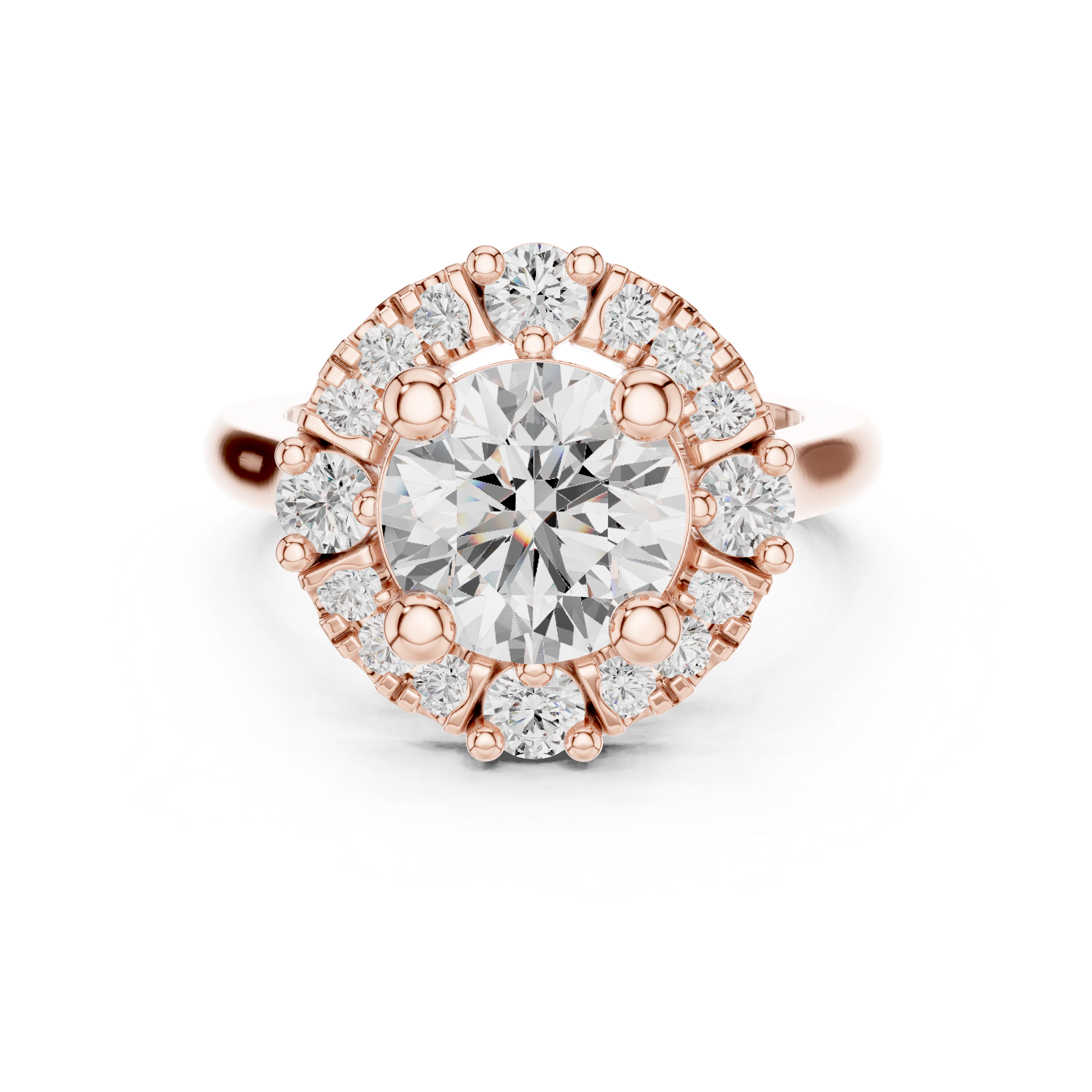 Vintage Floral Round Halo Engagement Ring